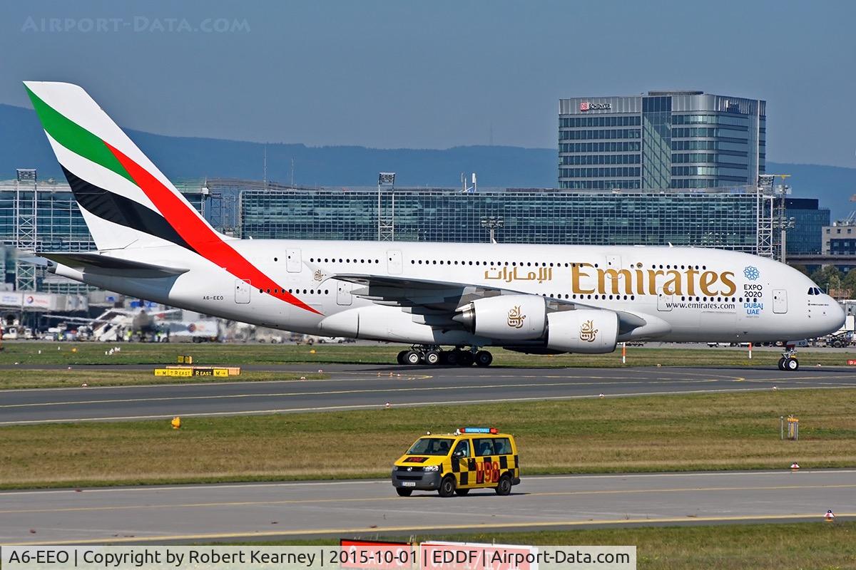 A6-EEO, 2013 Airbus A380-861 C/N 136, Taxiing in after arrival