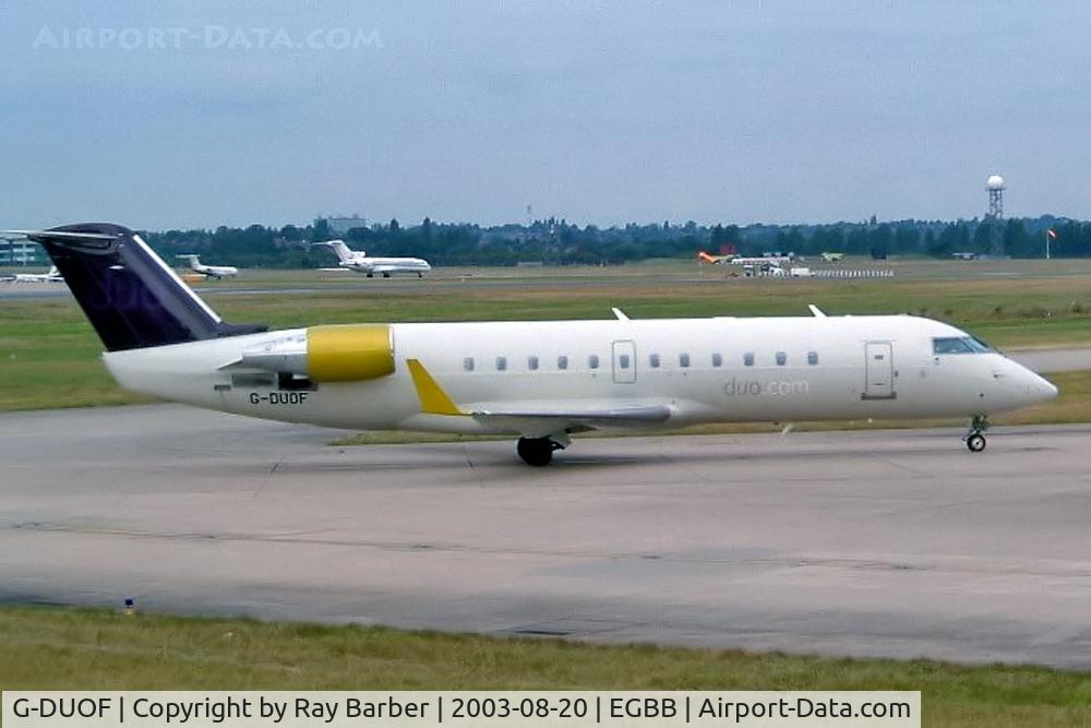 G-DUOF, 1998 Canadair CRJ-200LR (CL-600-2B19) C/N 7226, Canadair CRJ-200LR [7226] (Duo Airways) Birmingham Int'l~G 20/08/2003