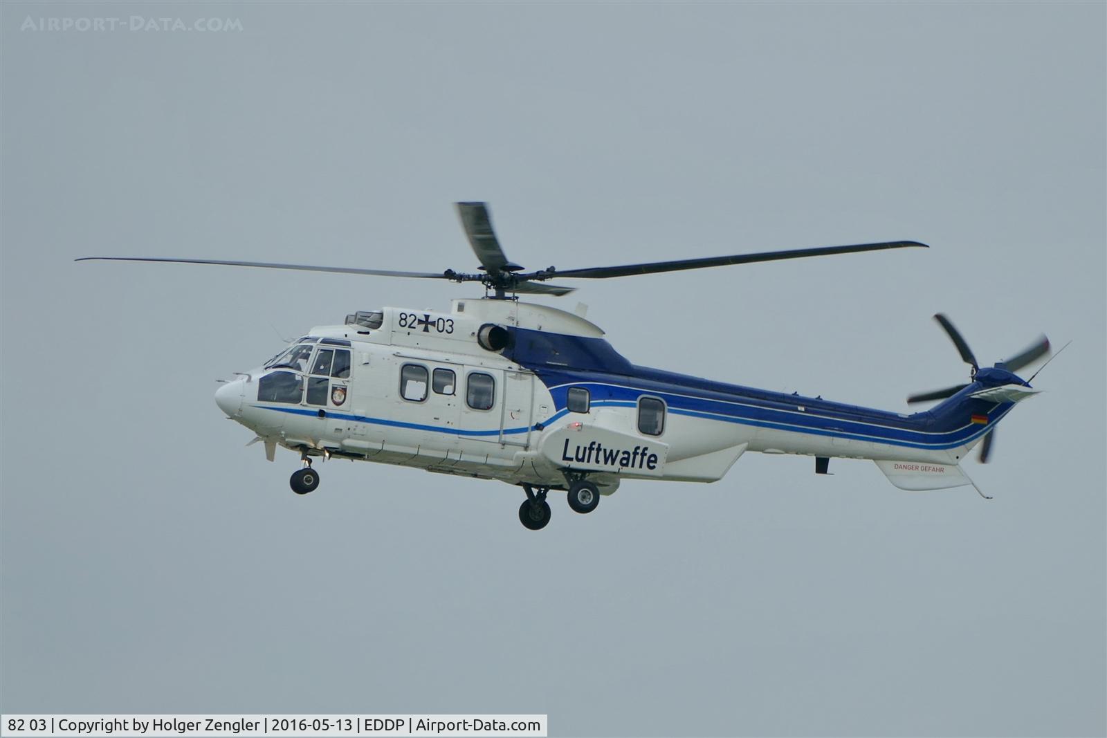 82 03, Eurocopter AS-532U2 Cougar C/N 2460, GAF heli is doing a low approach along rwy 08L....