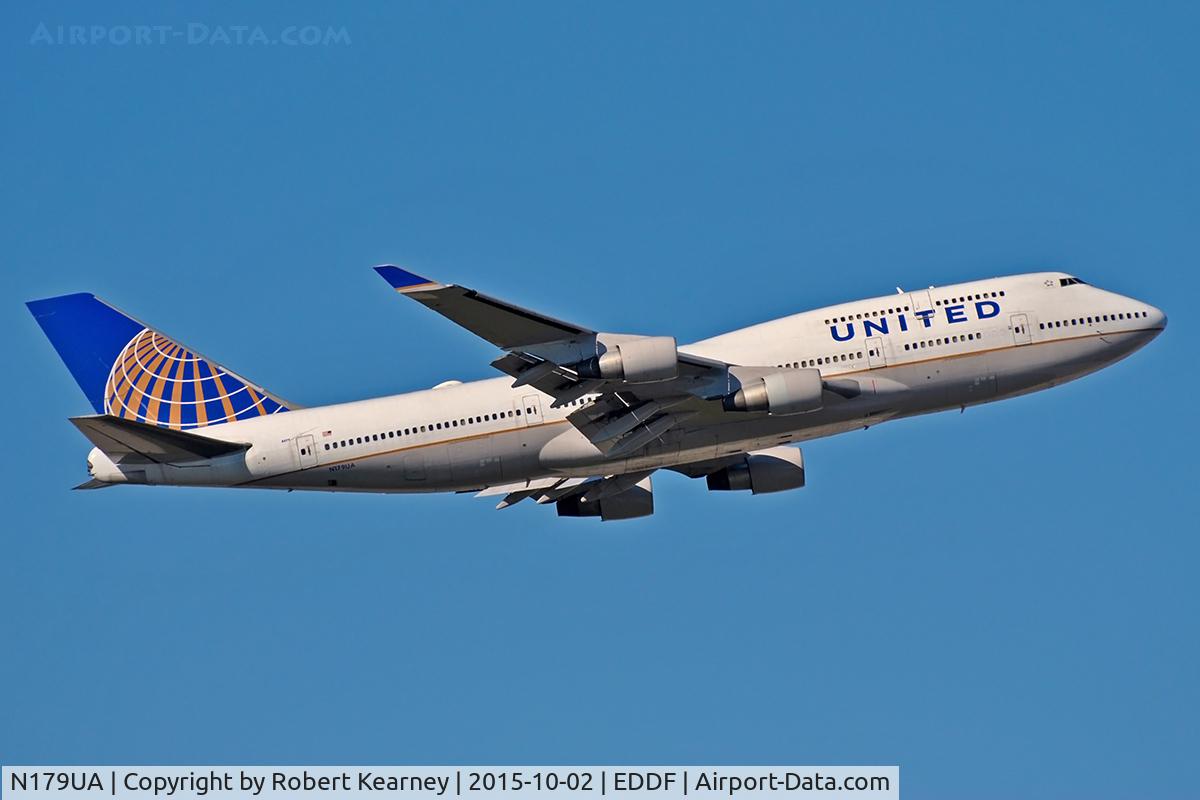 N179UA, 1991 Boeing 747-422 C/N 25158, Climbing out of EDDF