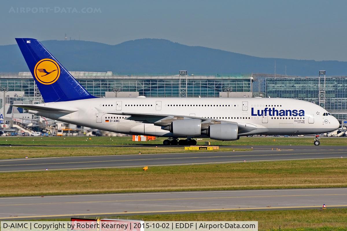 D-AIMC, 2010 Airbus A380-841 C/N 044, Taxiing in after arrival