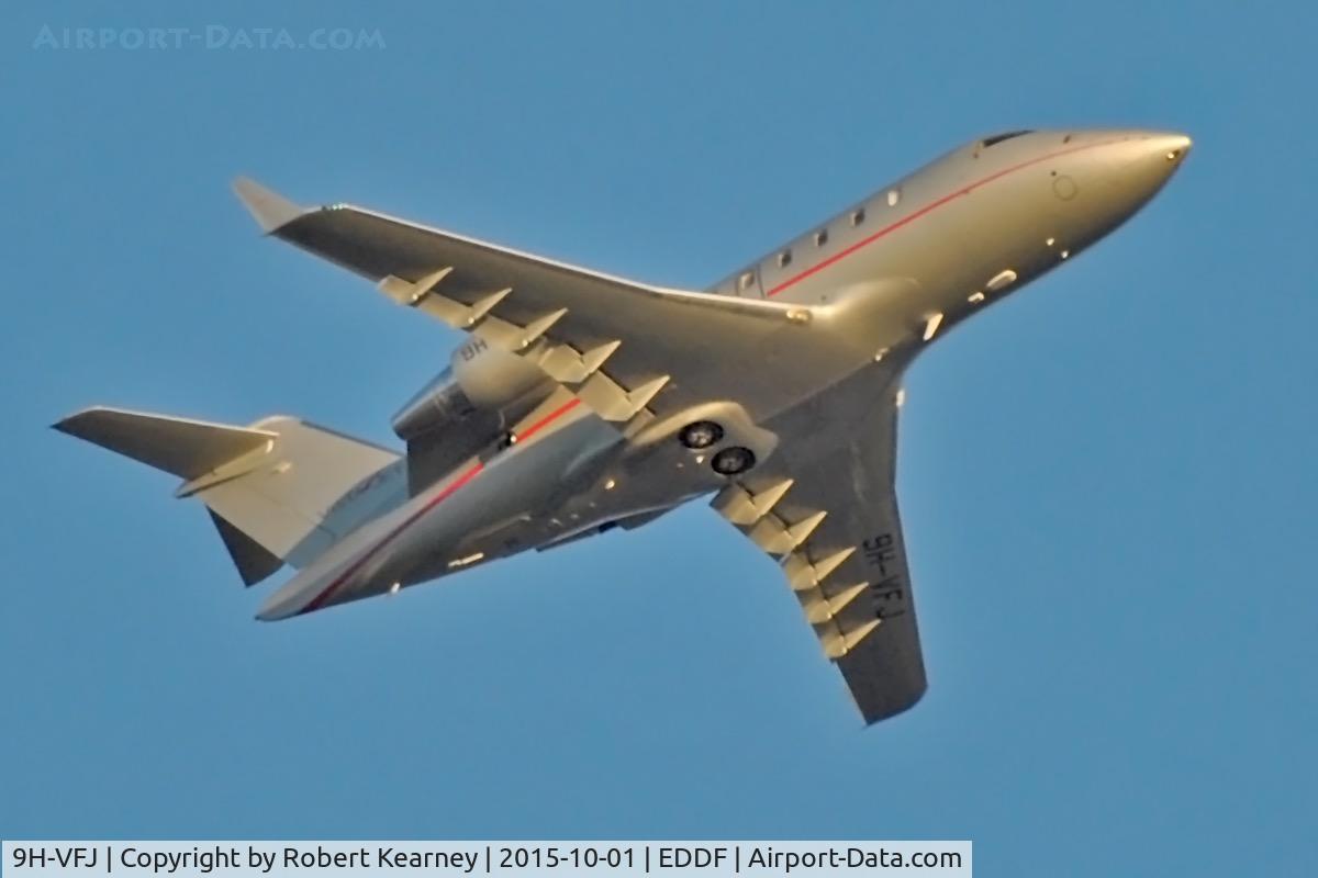 9H-VFJ, 2014 Bombardier Challenger 605 (CL-600-2B16) C/N 5987, Climbing out of EDDF