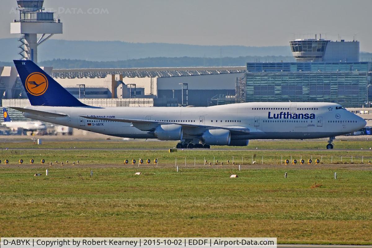 D-ABYK, 2012 Boeing 747-830 C/N 37835, Taxiing in after arrival