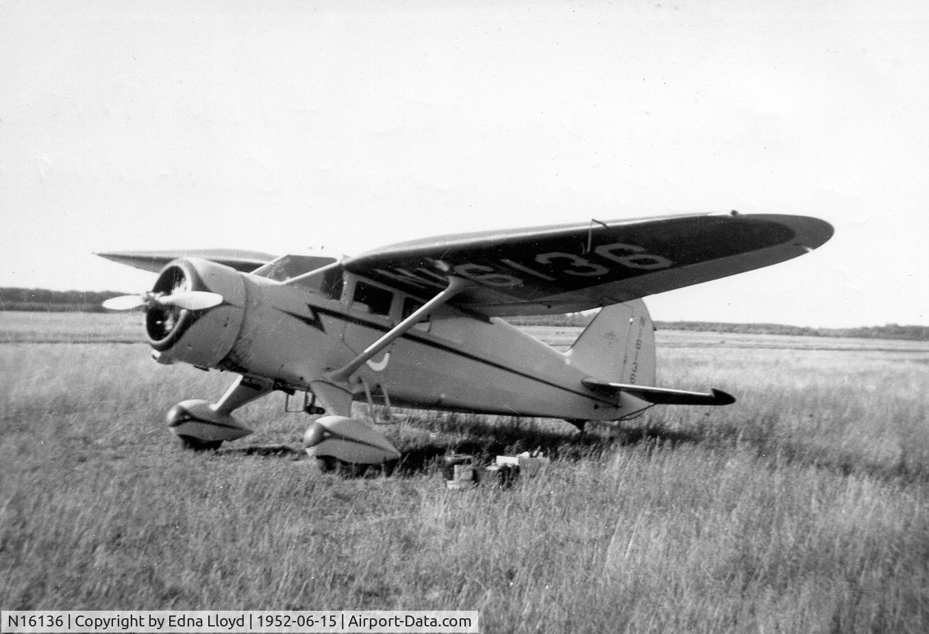 N16136, 1936 Stinson SR-8B Reliant C/N 9701, Taken June 1952 Salisbury MD