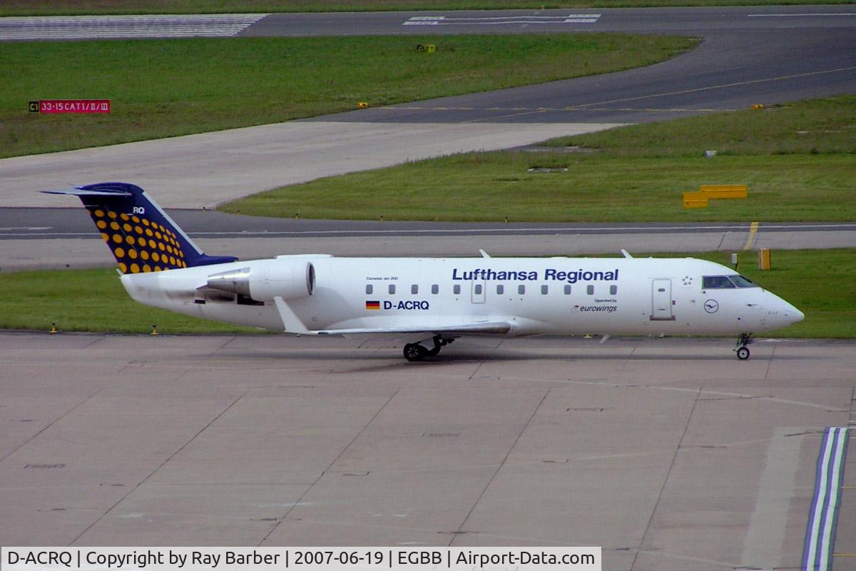D-ACRQ, 2002 Canadair CRJ-200LR (CL-600-2B19) C/N 7629, Canadair CRJ-200LR [7629] (Eurowings/Lufthansa Regional) Birmingham Int'l~G 19/06/2007