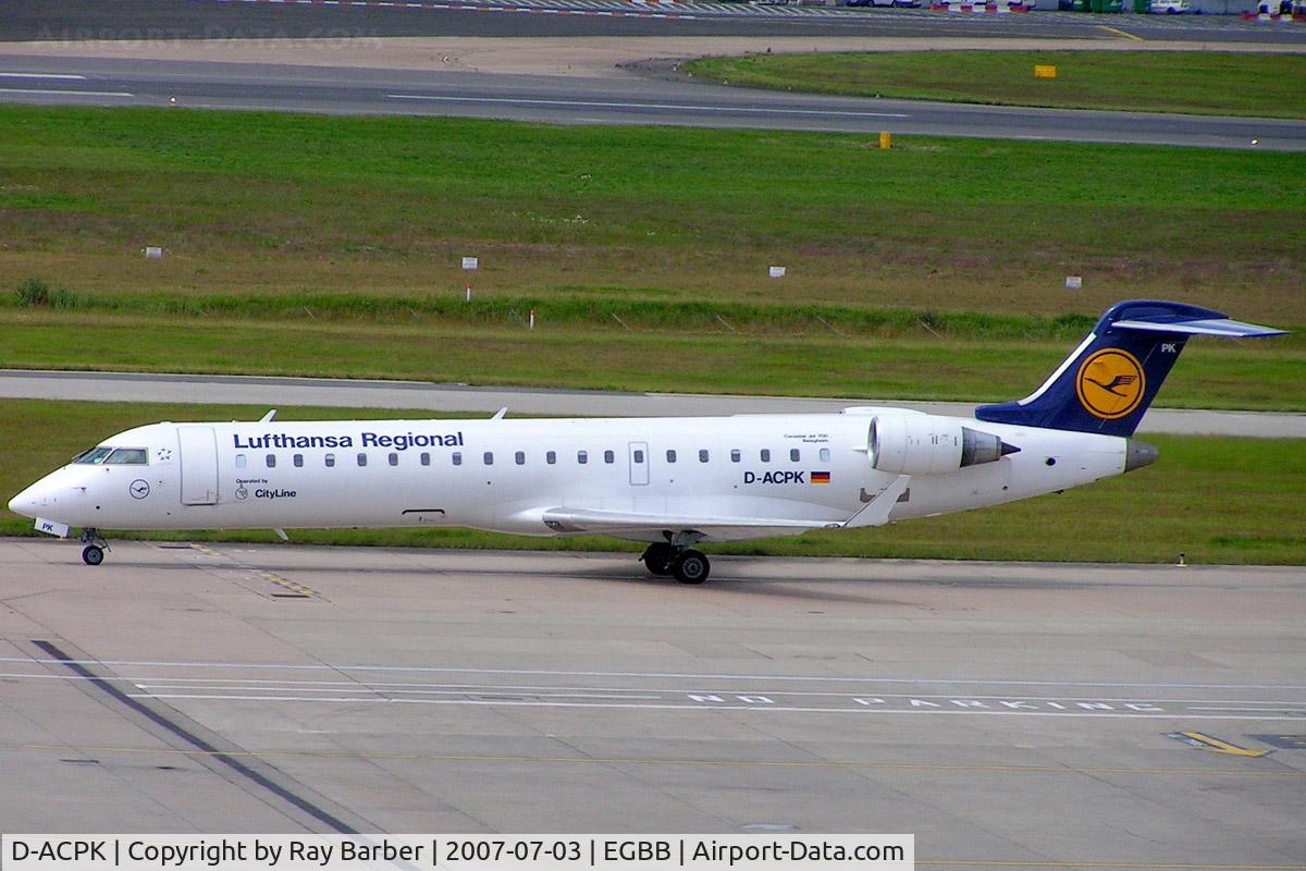 D-ACPK, 2002 Canadair CRJ-701ER (CL-600-2C10) Regional Jet C/N 10063, Canadair CRJ-700 [10063] (Lufthansa Regional/Cityline) Birmingham Int'l~G 03/07/2007