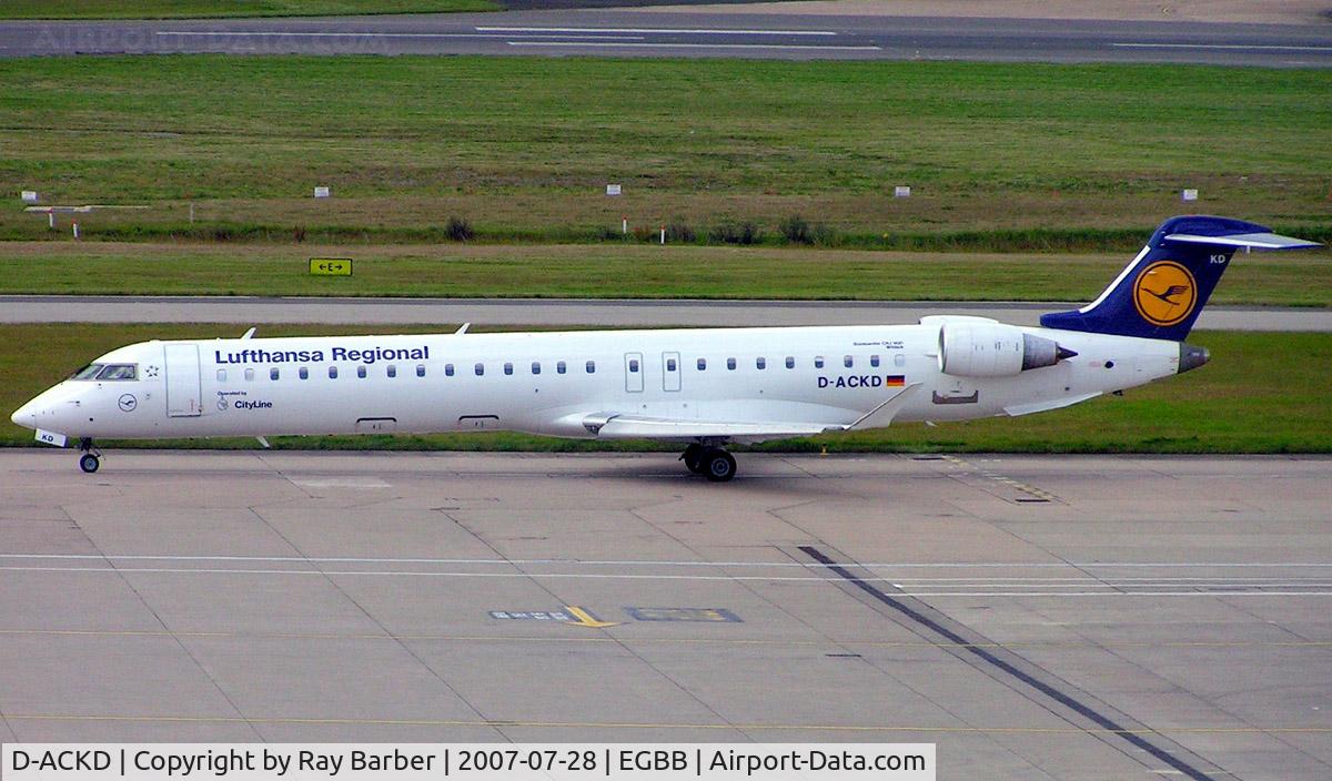 D-ACKD, 2006 Bombardier CRJ-900LR (CL-600-2D24) C/N 15080, Canadair CRJ-900 [15080] (Lufthansa Regional/ Cityline) Birmingham Int'l~G 28/07/2007