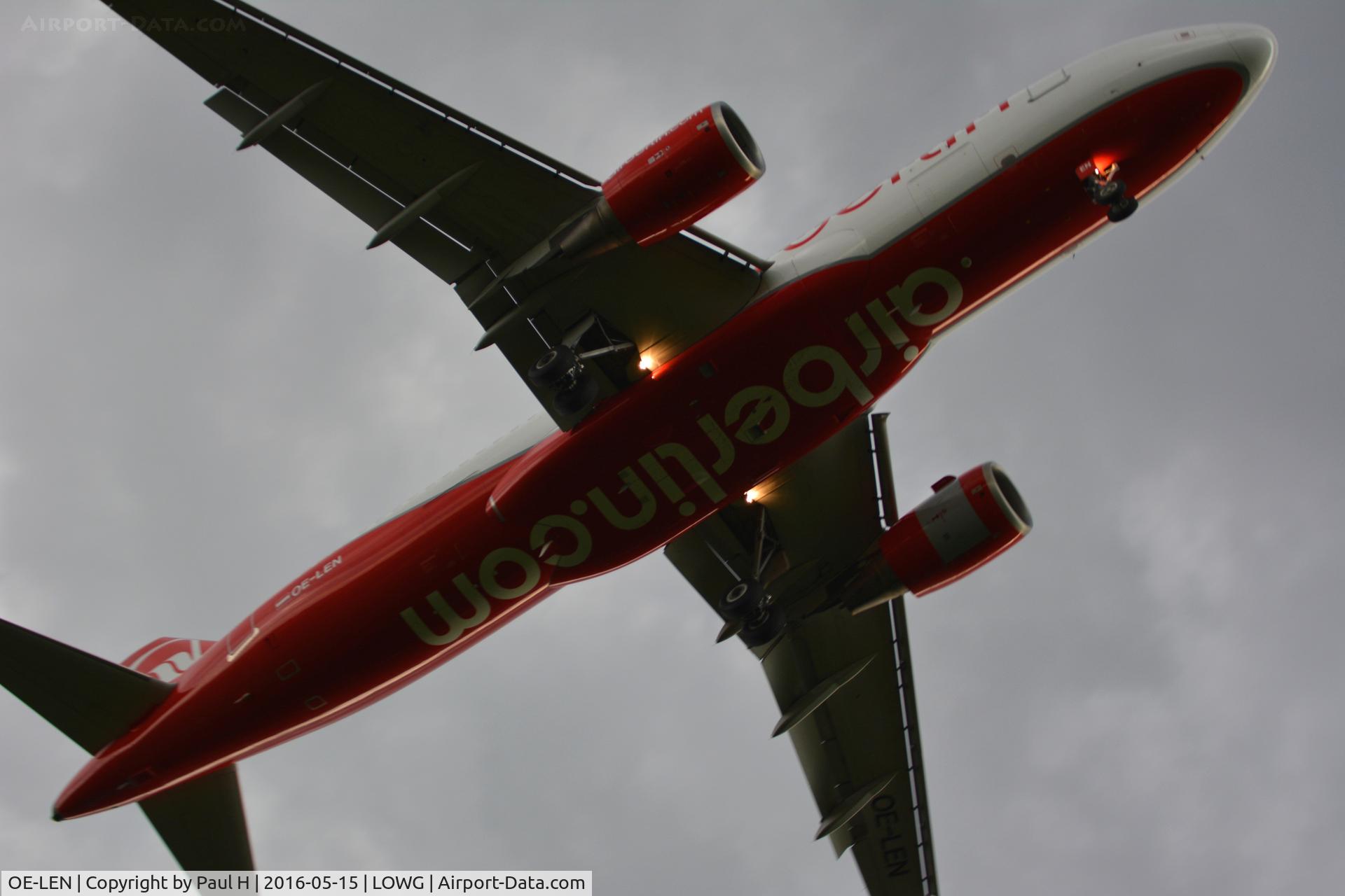 OE-LEN, 2007 Airbus A320-214 C/N 3093, Air Berlin A320 from below while landing on a stormy afternoon