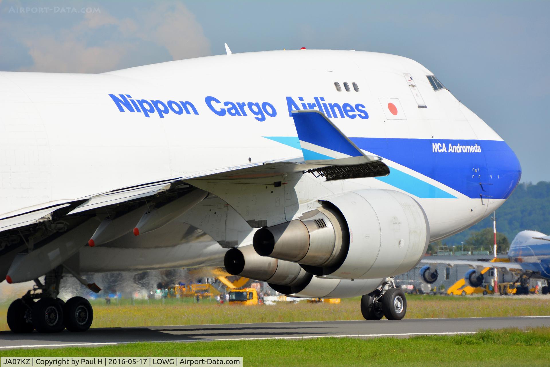 JA07KZ, 2008 Boeing 747-4KZF C/N 36134, Seconds before taking-off from LOWG