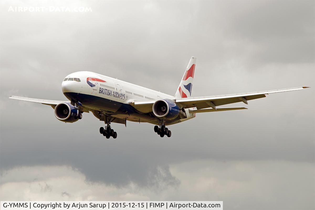 G-YMMS, 2009 Boeing 777-236/ER C/N 36517, Approaching rwy 14 at Plaisance.