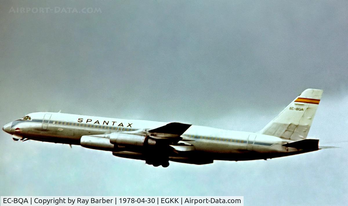 EC-BQA, 1963 Convair CV-990A Coronado C/N 30-10-36, Convair 990-30A-5 Coronado [30-10-36] (Spantax) Gatwick~G 30/04/1978. From a slide. Not the best of images.