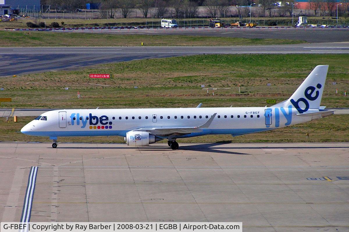 G-FBEF, 2007 Embraer 195LR (ERJ-190-200LR) C/N 19000104, Embraer Emb-195-200LR [19000104] (Flybe) Birmingham Int'l~G 21/03/2008
