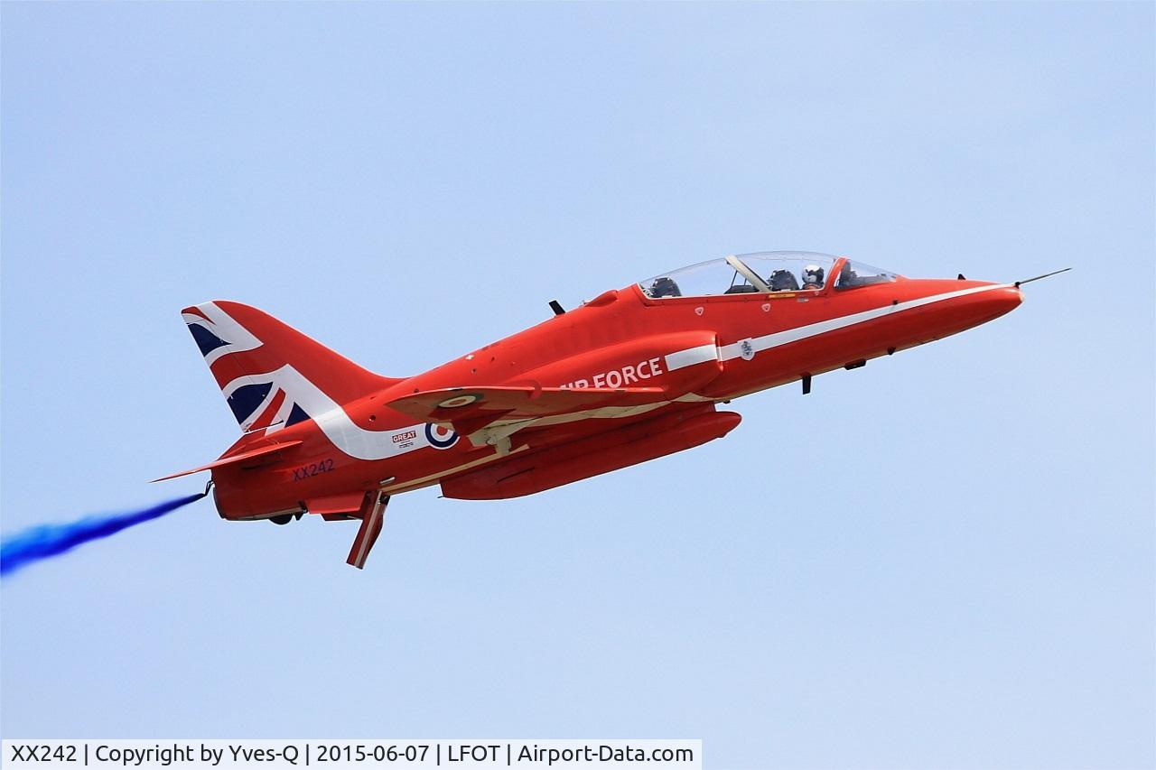 XX242, 1978 Hawker Siddeley Hawk T.1 C/N 078/312078, Royal Air Force Red Arrows Hawker Siddeley Hawk T.1A, On display, Tours-St Symphorien Air Base 705 (LFOT-TUF) Open day 2015