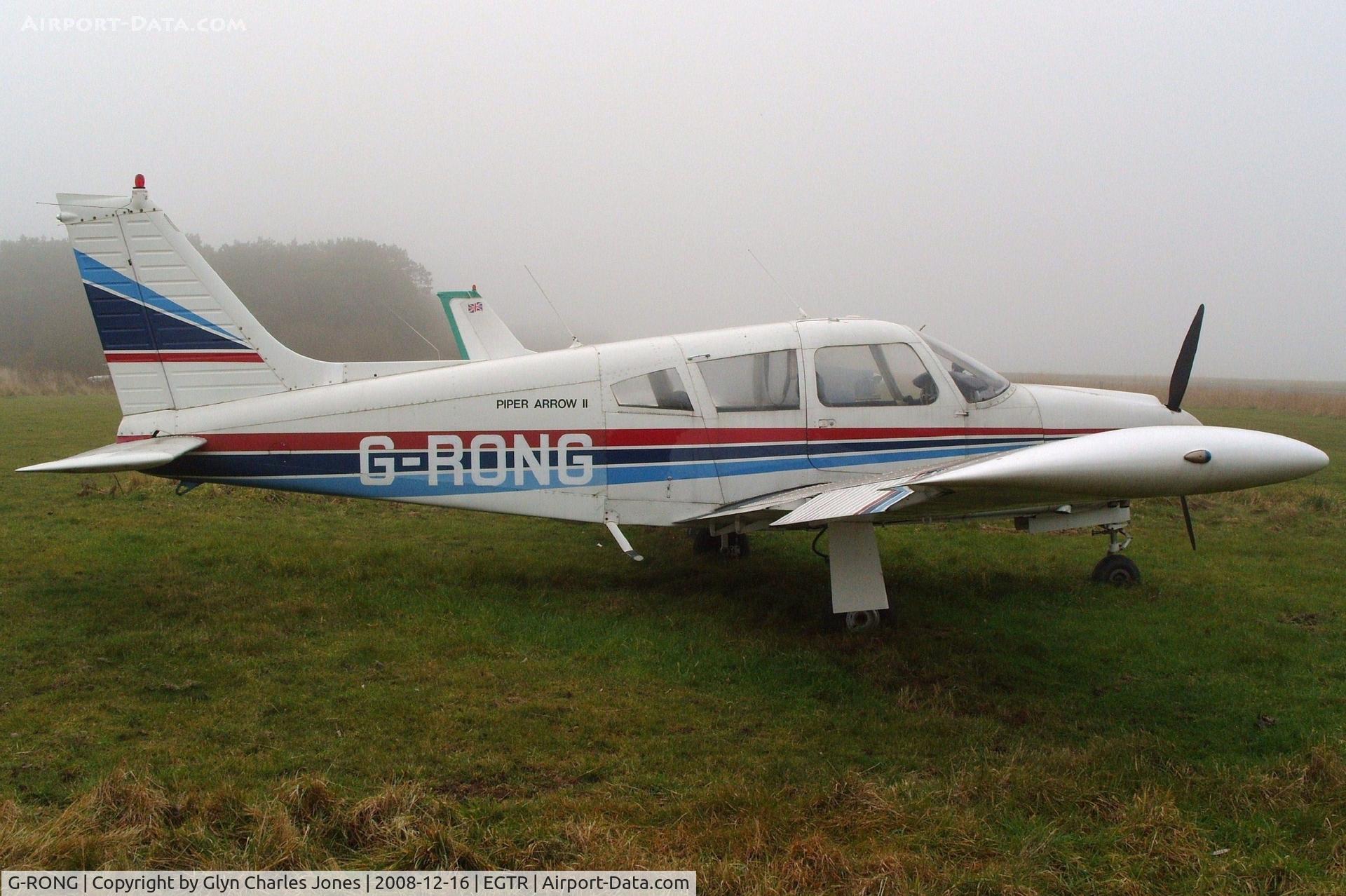 G-RONG, 1973 Piper PA-28R-200 Cherokee Arrow II C/N 28R-7335148, Taken on a quiet cold and foggy day. With thanks to Elstree control tower who granted me authority to take photographs on the aerodrome. Previously N16451.