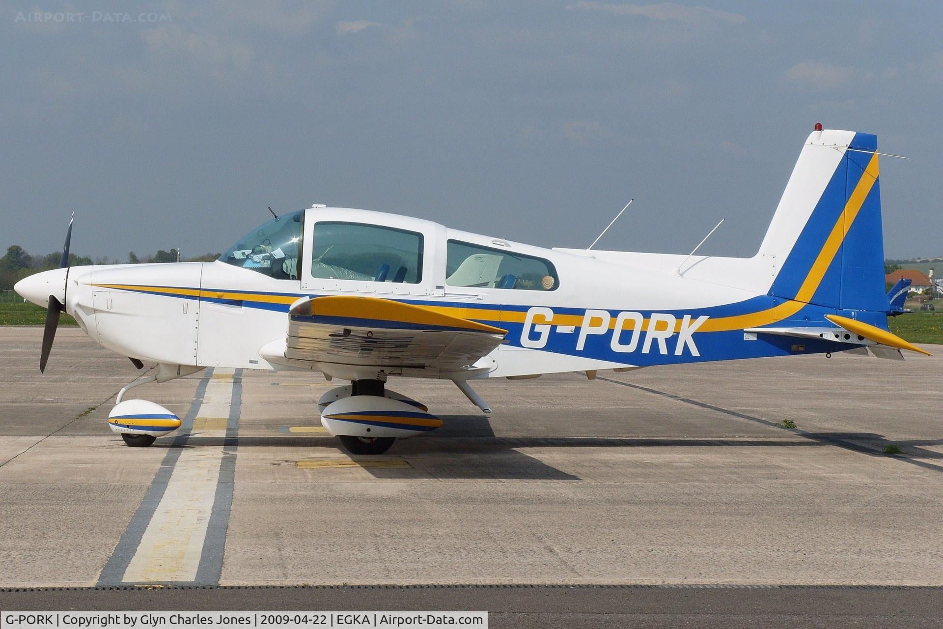 G-PORK, 1977 Grumman American AA-5B Tiger C/N AA5B-0625, Previously G-BFHS and EI-BMT. Owned by Tiger Touring Group.