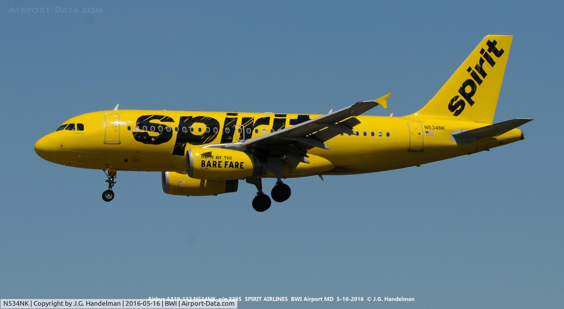 N534NK, 2008 Airbus A319-132 C/N 3395, On final to 33L.
