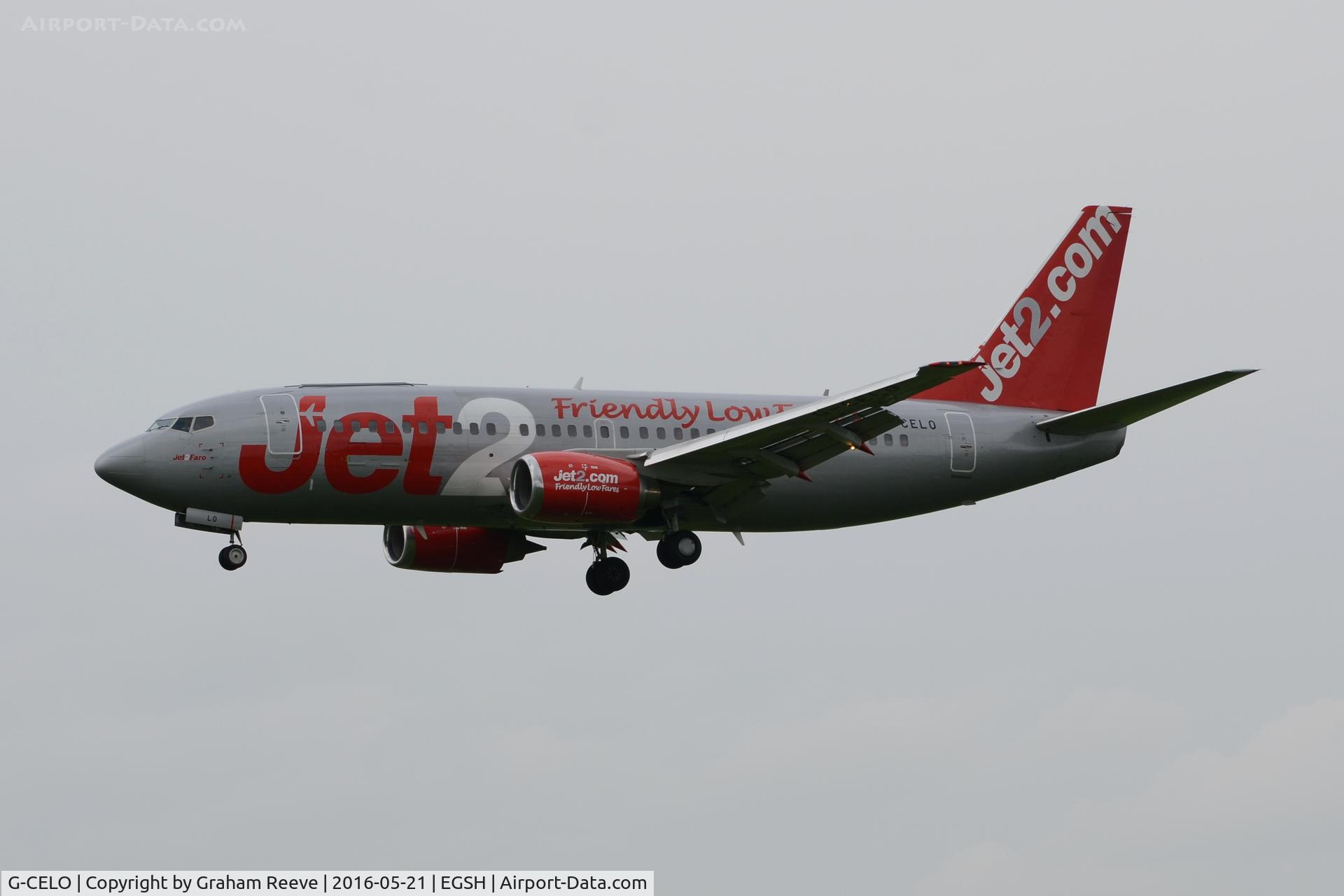 G-CELO, 1988 Boeing 737-33A(QC) C/N 24028, Landing at Norwich.