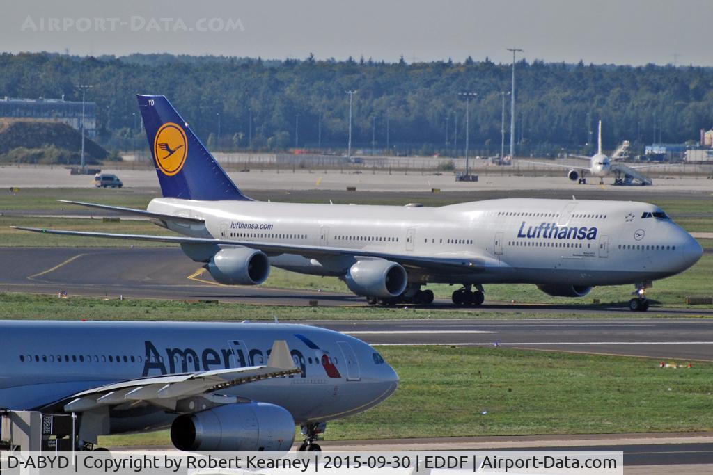D-ABYD, 2012 Boeing 747-830 C/N 37829, Taxiing in after arrival