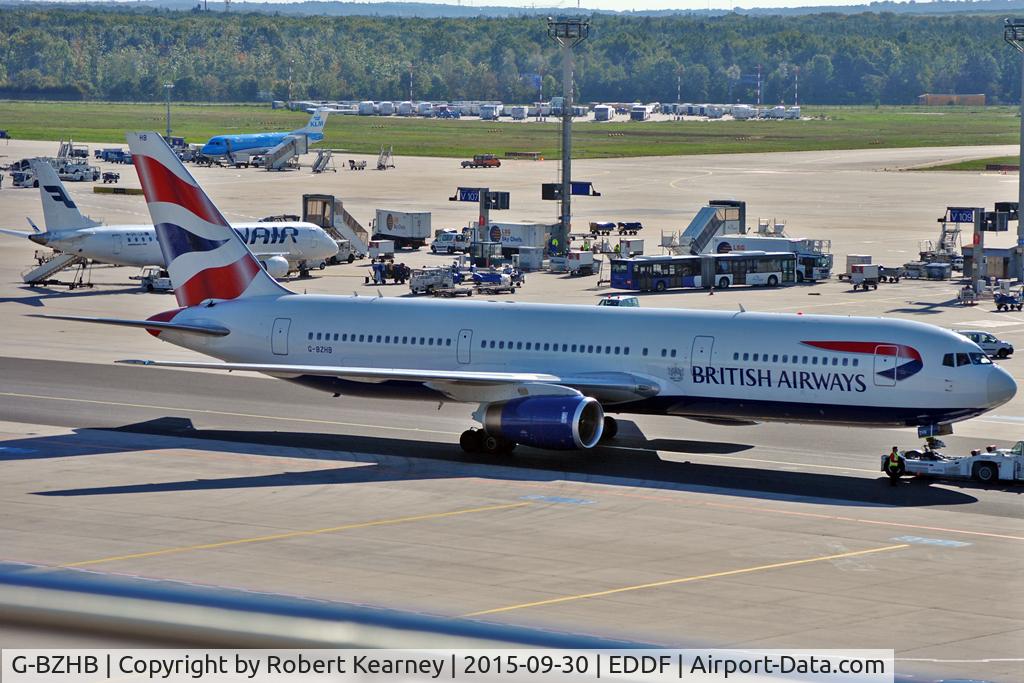 G-BZHB, 1998 Boeing 767-336 C/N 29231, On pushback for departure
