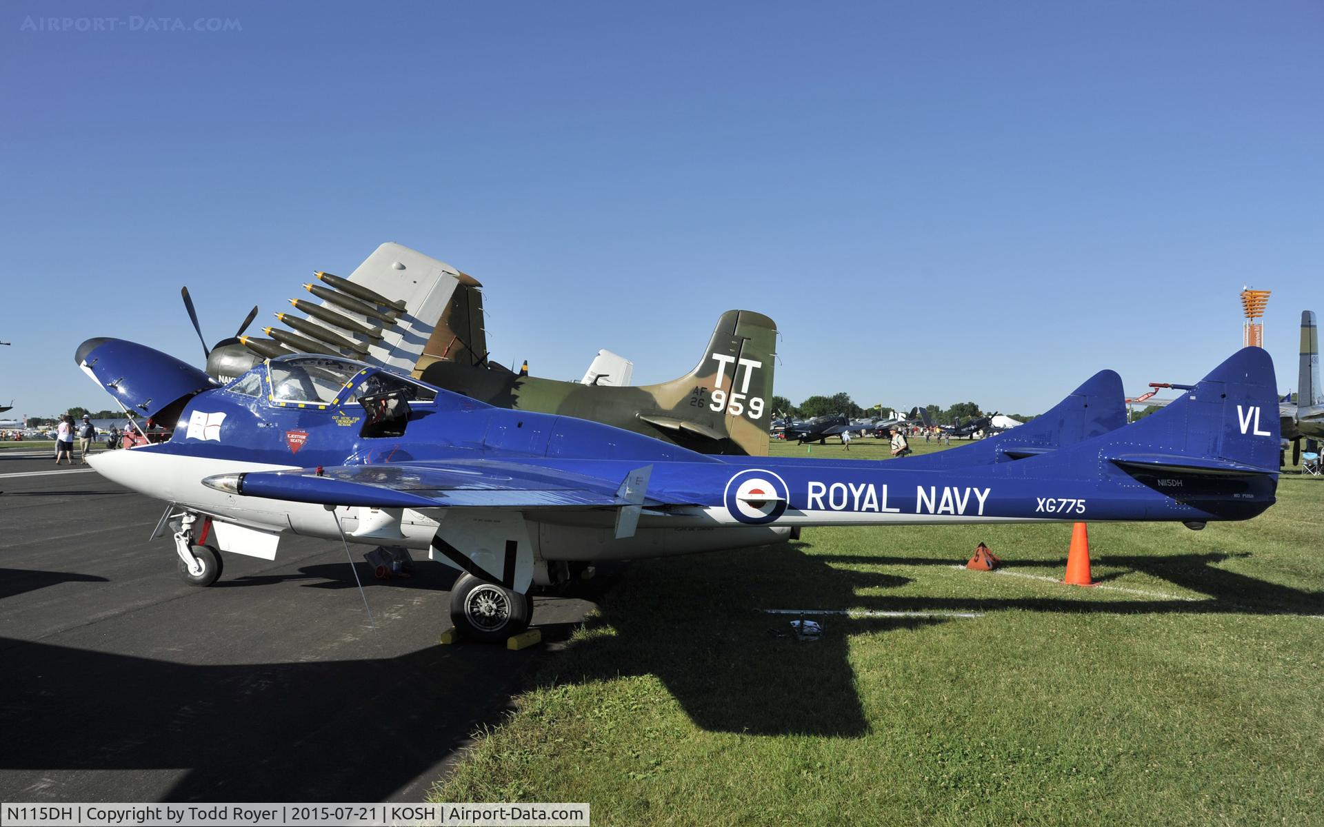 N115DH, 1956 De Havilland (F+W Emmen) Vampire T.55 (DH-115) C/N 866, Airventure 2015
