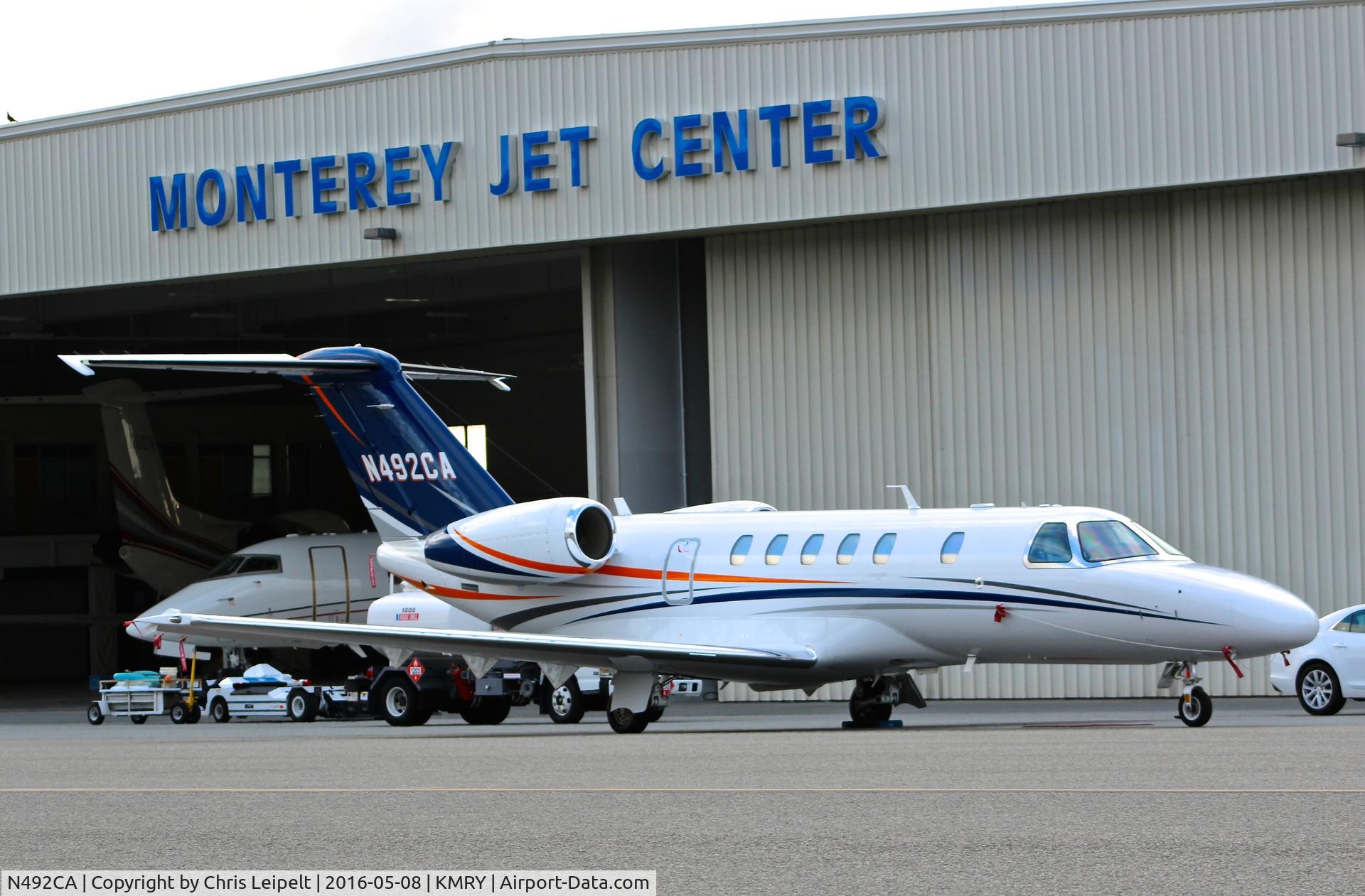 N492CA, 2015 Cessna 525C CitationJet CJ4 C/N 525C-0192, Cava Air (Gary, IN) 2015 Cessna Citation CJ4 park red on the MRY Jet Center ramp at the Monterey Regional Airport, Monterey, CA.