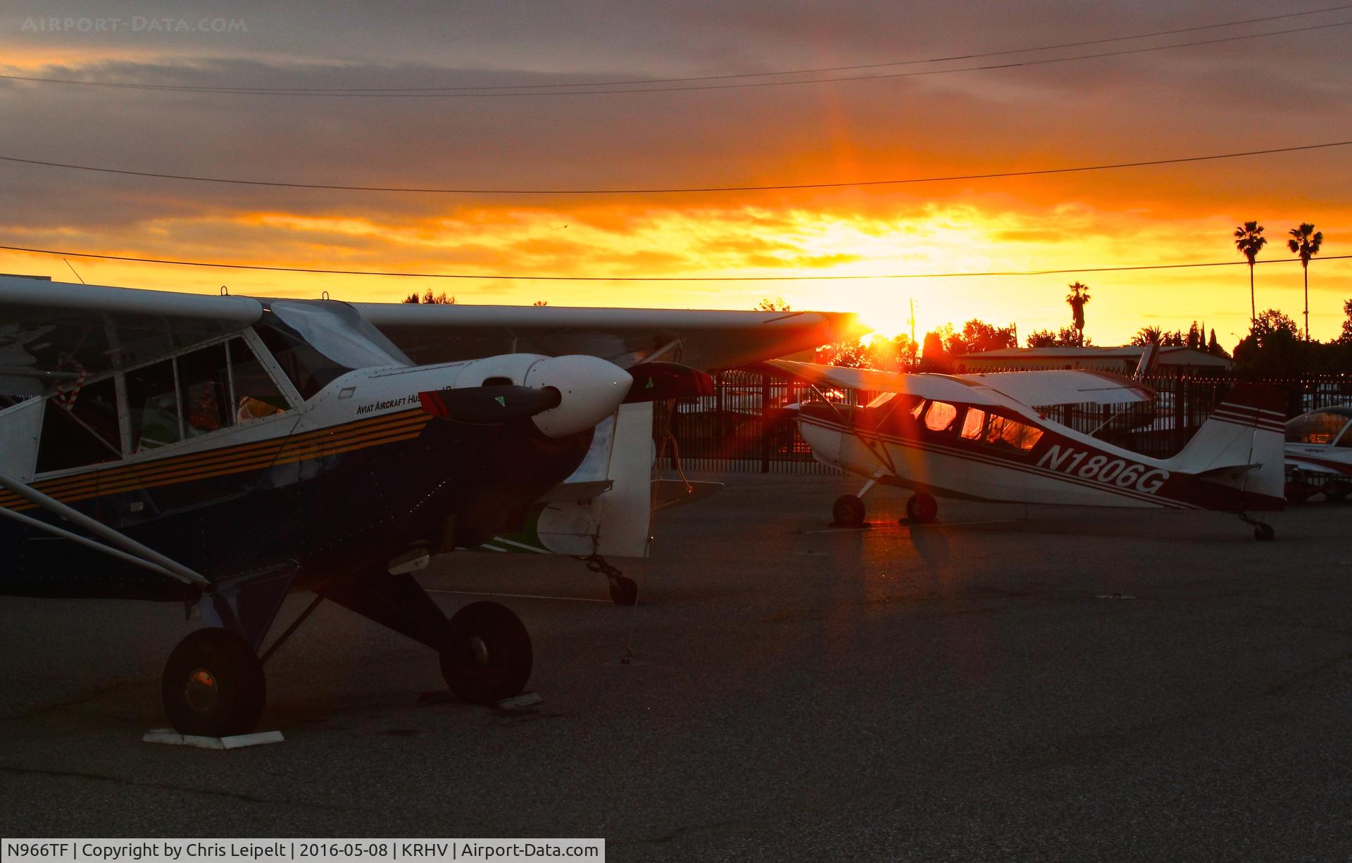 N966TF, 2007 Aviat A-1B Husky C/N 2383, Locally-based 2007 Husky parked on its tie down during sunset at Reid Hillview Airport, San Jose, CA.