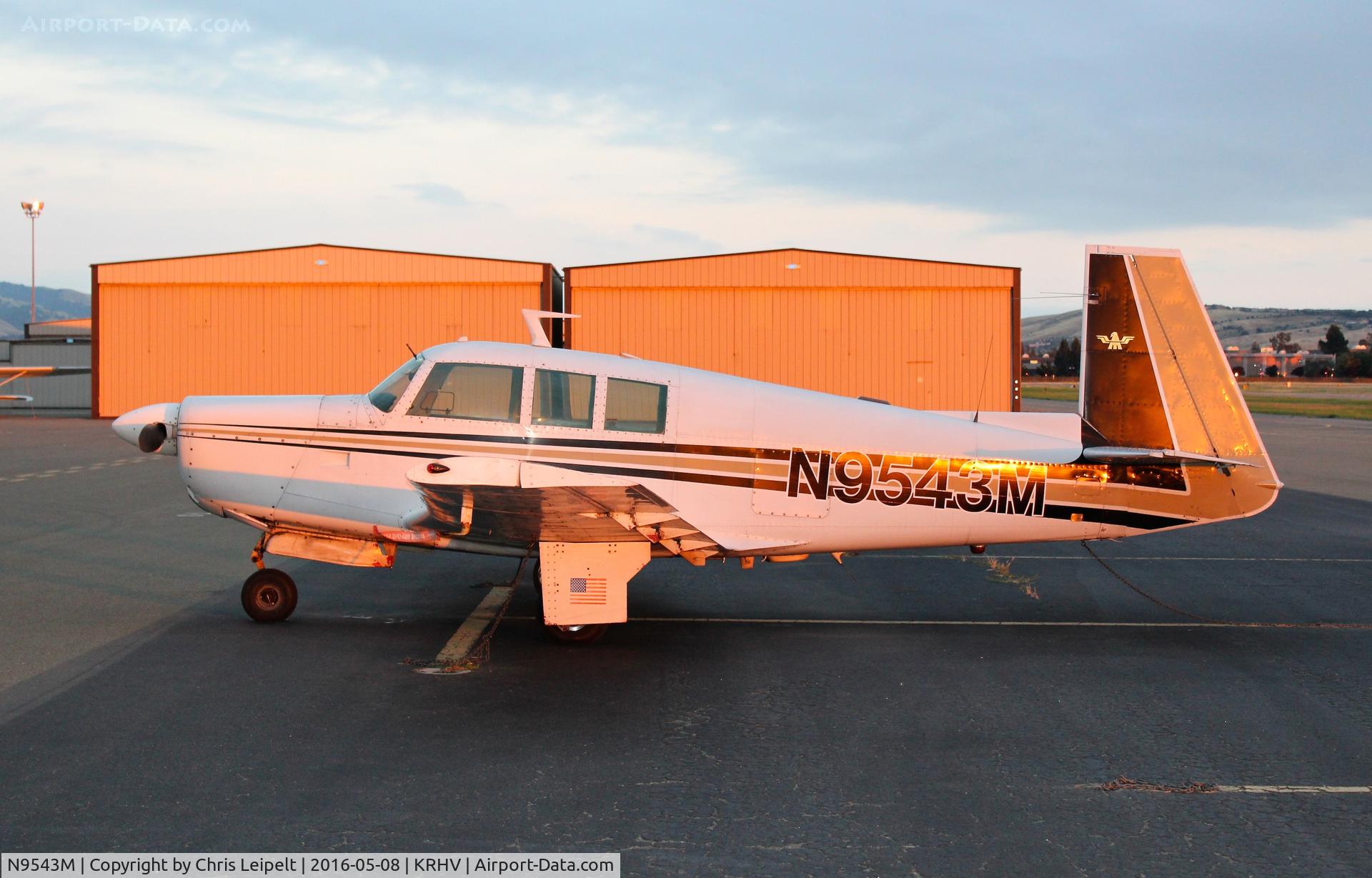 N9543M, 1966 Mooney M20F Executive C/N 670120, Wings for Christ International LTD (Waco, TX) 1966 Mooney M20F parked on the transient ramp at Reid Hillview Airport, San Jose, CA.