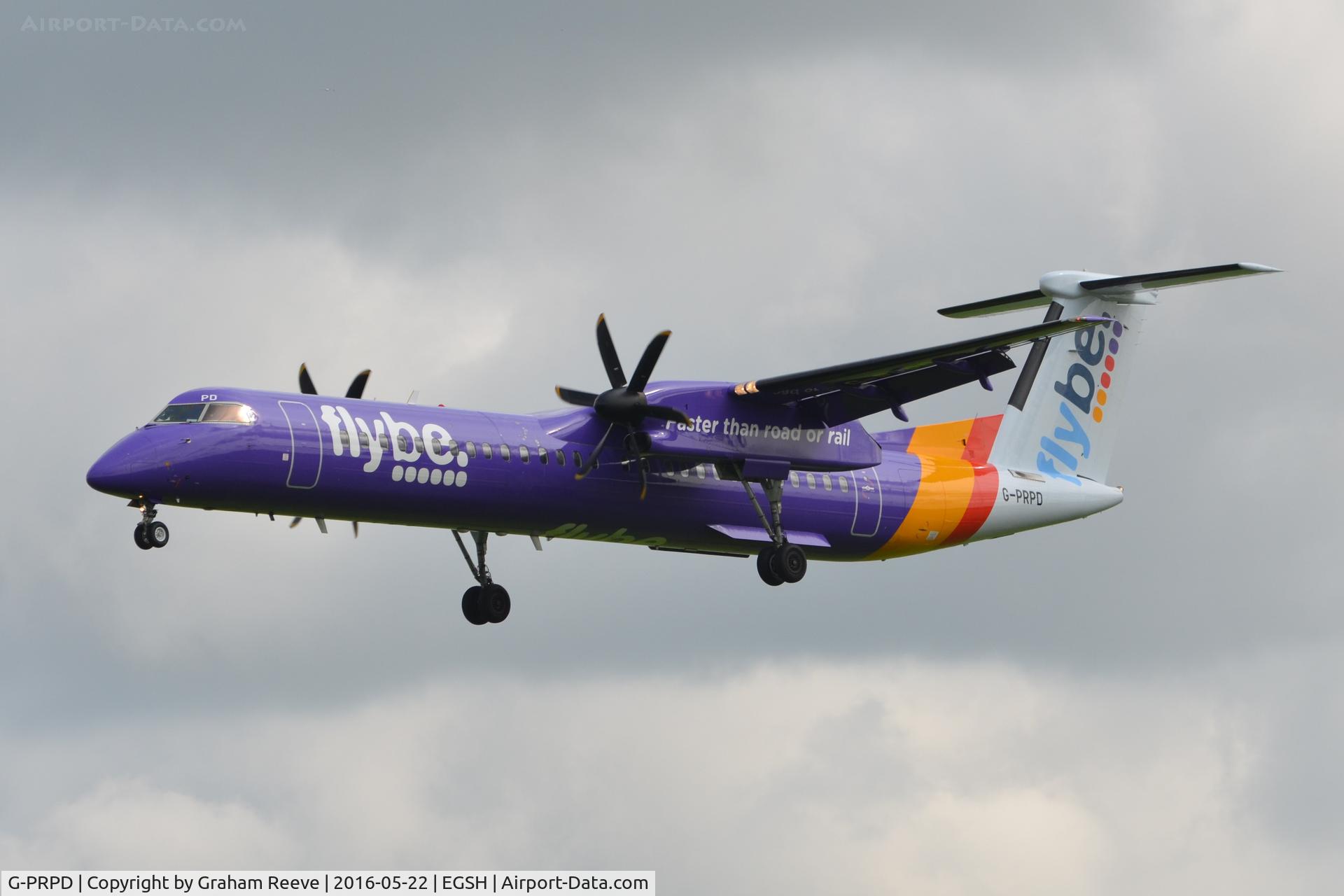 G-PRPD, 2010 Bombardier DHC-8-402 Dash 8 C/N 4332, Landing at Norwich.
