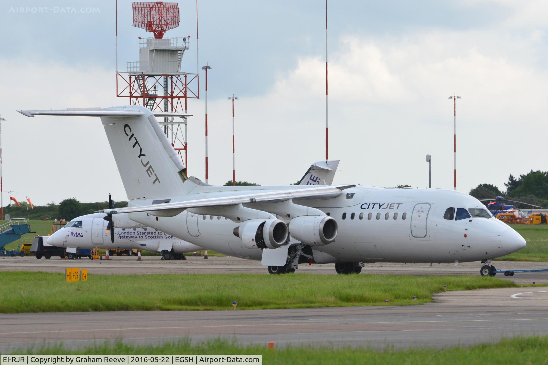 EI-RJR, 2000 British Aerospace Avro 146-RJ85A C/N E2364, Under tow at Norwich.