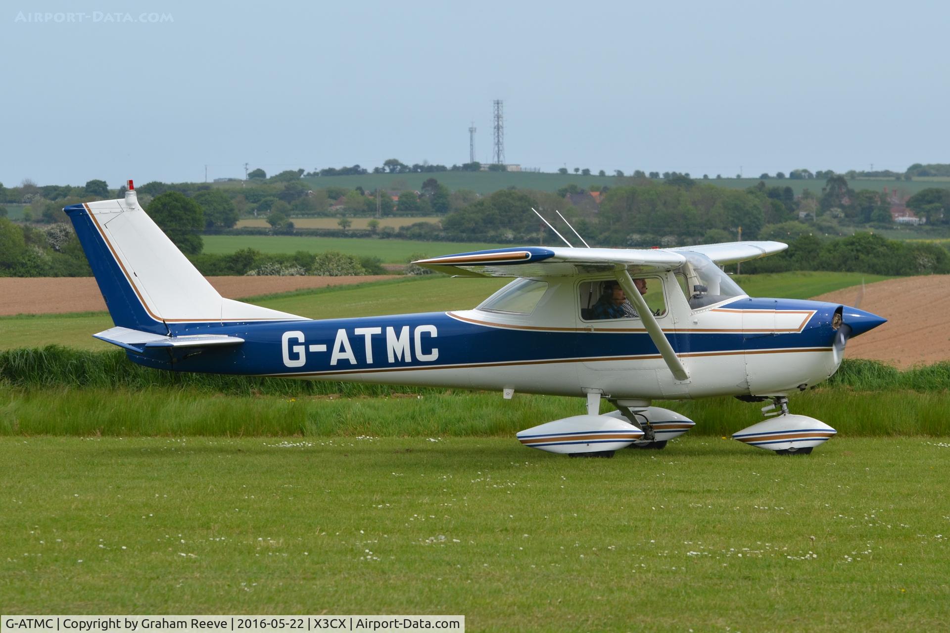 G-ATMC, 1966 Reims Cessna F150F C/N 0020, Just landed at Northrepps.