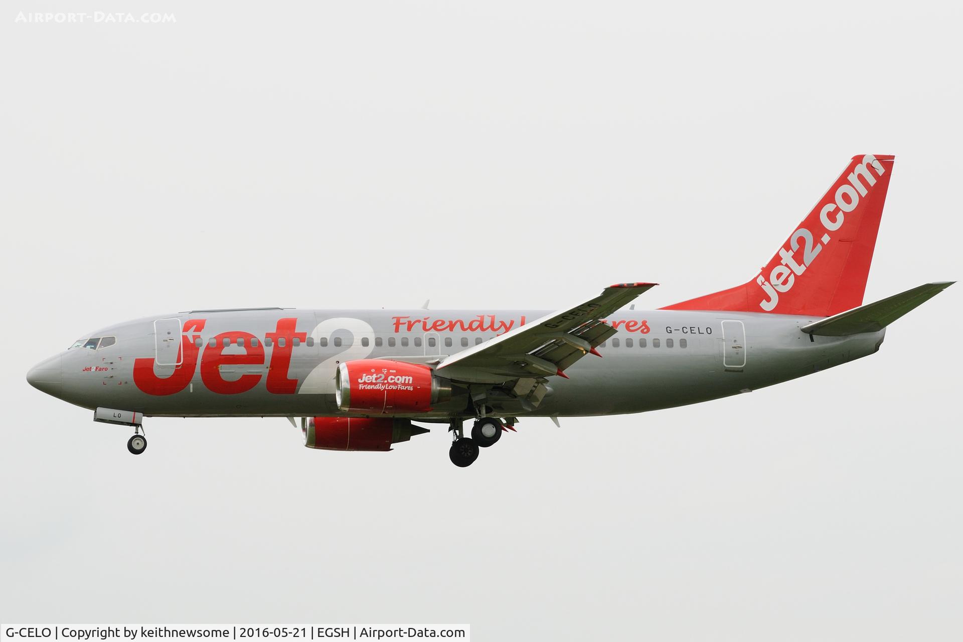 G-CELO, 1988 Boeing 737-33A(QC) C/N 24028, Landing following air test.