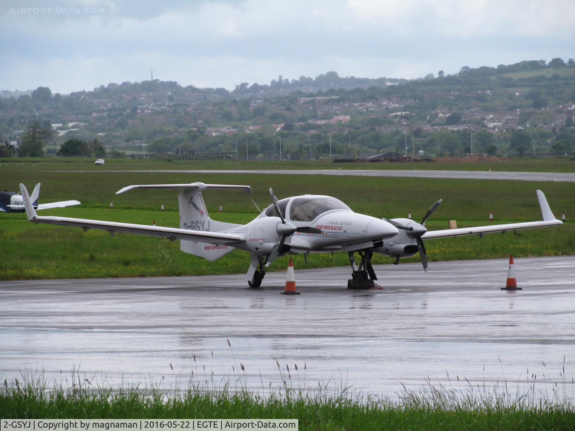 2-GSYJ, 2006 Diamond DA-42 Twin Star C/N 42.135, on ramp at damp exeter