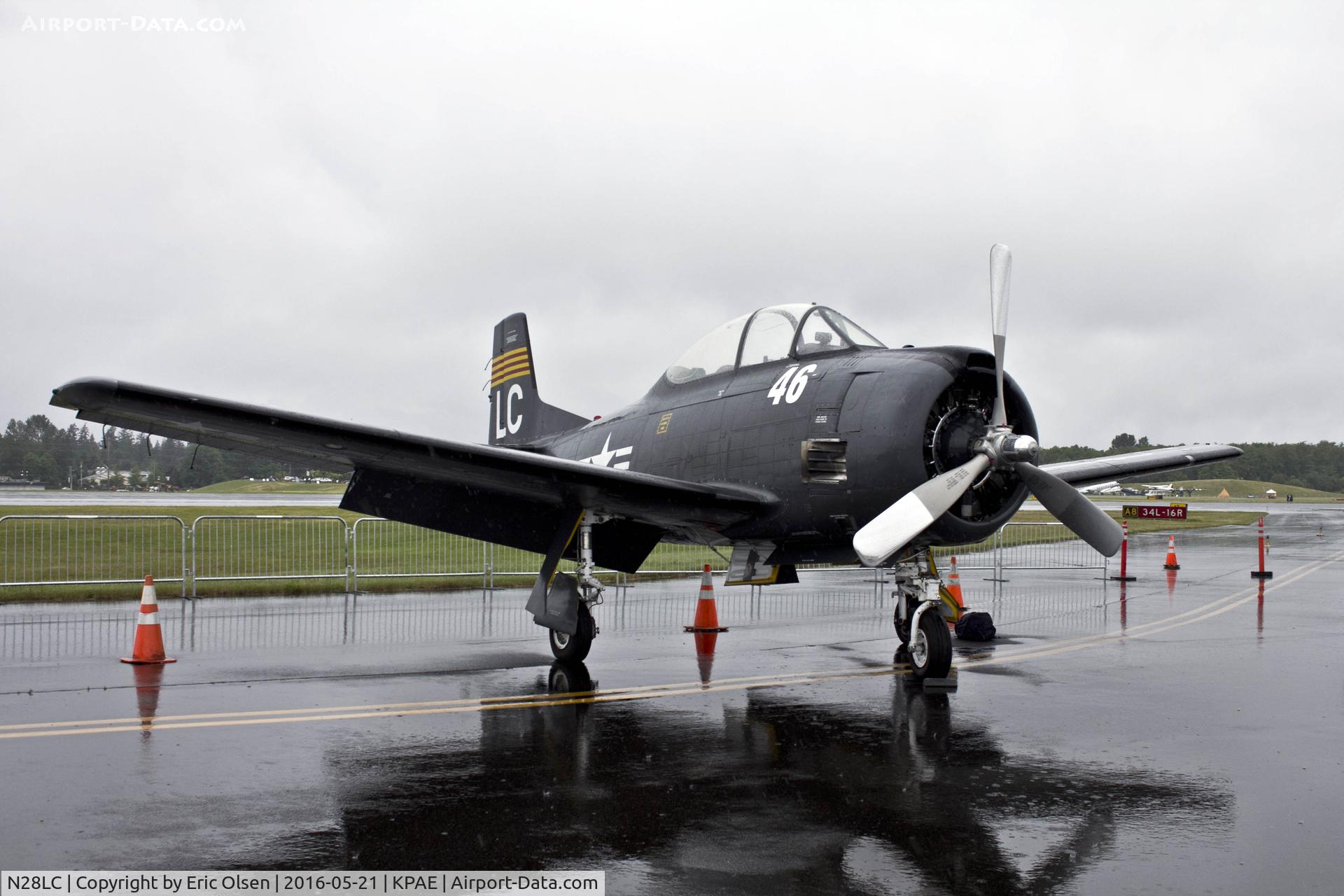 N28LC, 1957 North American T-28C Trojan Trojan C/N 226-229 (140652), T-28 Trojan waiting for the rain to stop at the 2016 Paine Field General Aviation Day.