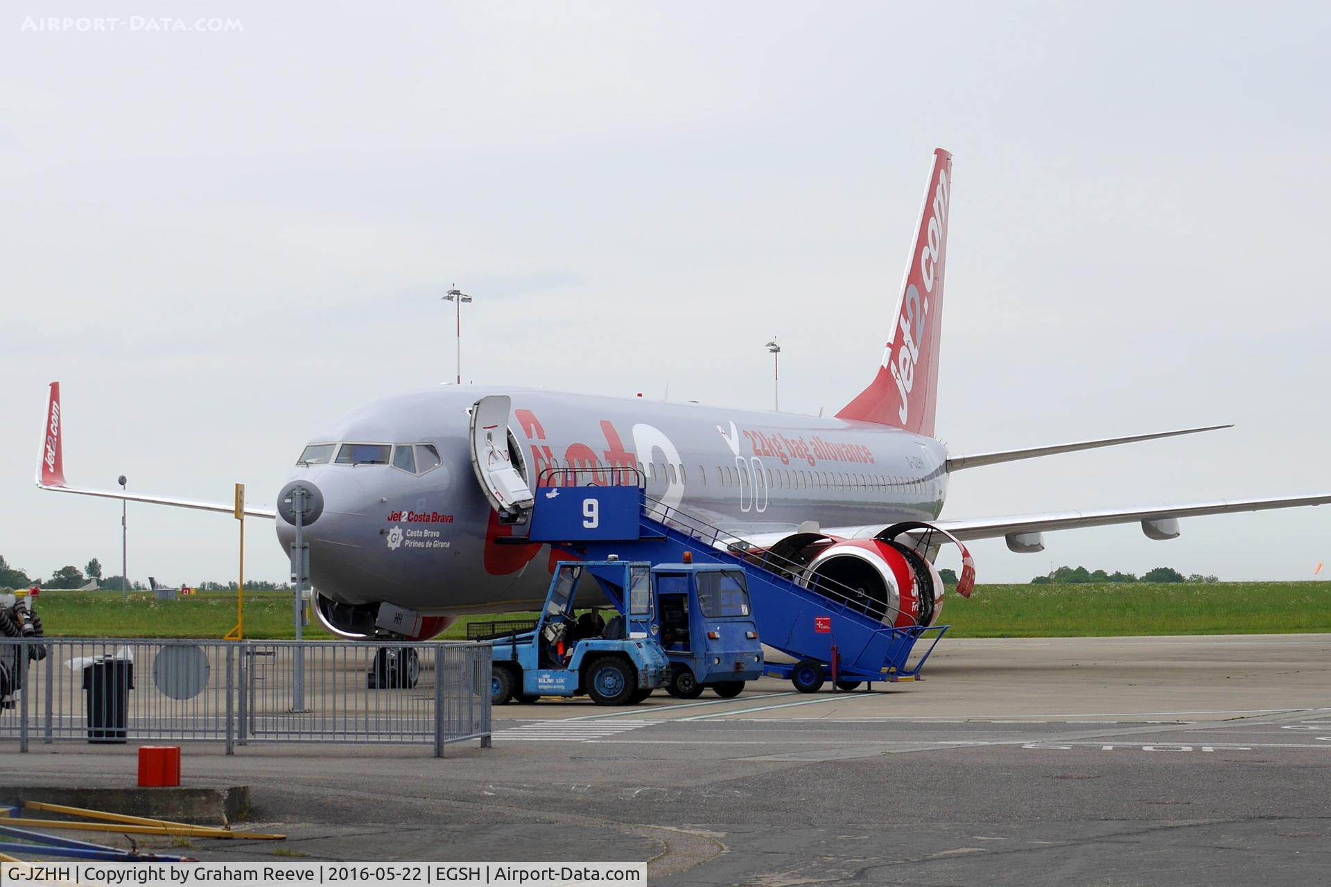 G-JZHH, 2000 Boeing 737-85P C/N 28536, On stand at Norwich.