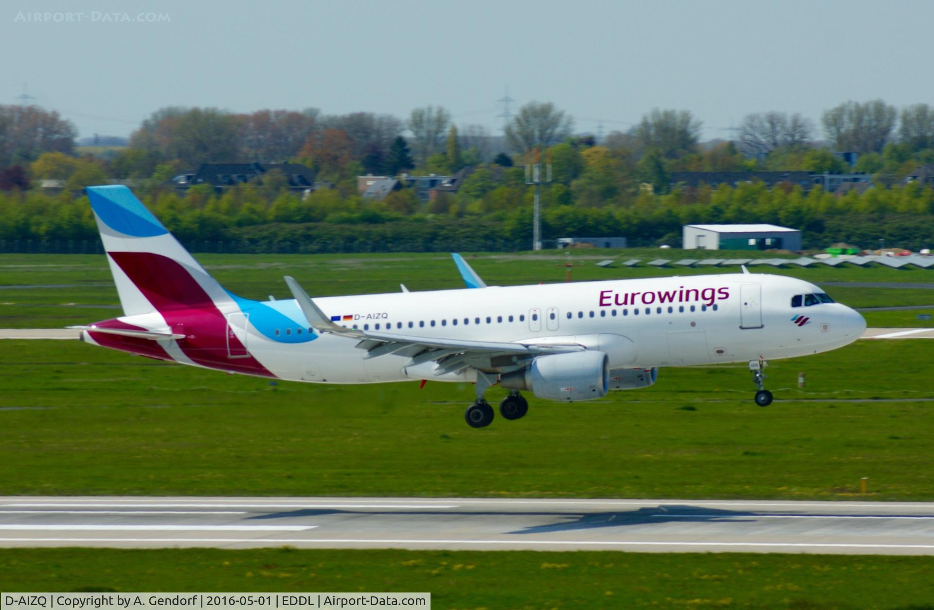 D-AIZQ, 2013 Airbus A320-214 C/N 5497, Eurowings, is here shortly before touchdown at Düsseldorf Int'l(EDDL)