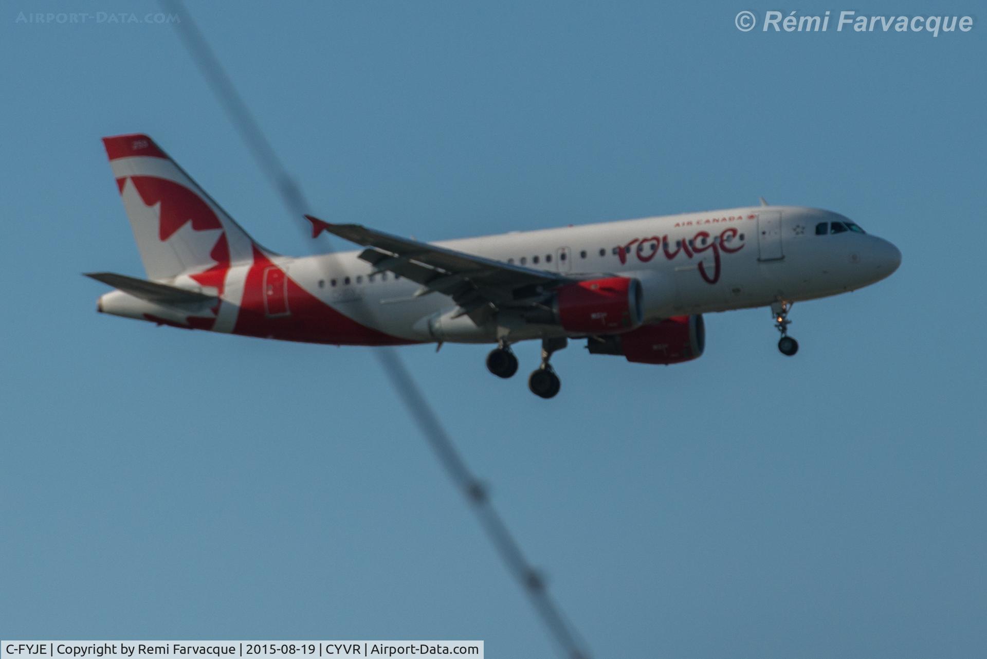 C-FYJE, 1996 Airbus A319-114 C/N 656, Landing west on south runway.