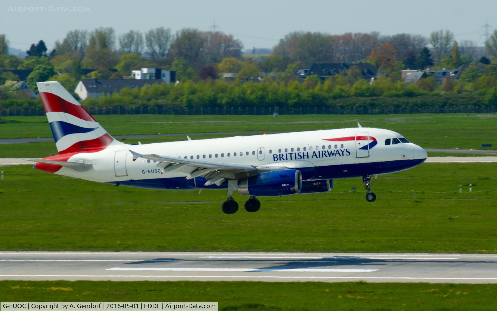 G-EUOC, 2001 Airbus A319-131 C/N 1537, British Airways, seen here on finals at Düsseldorf Int'l(EDDL)