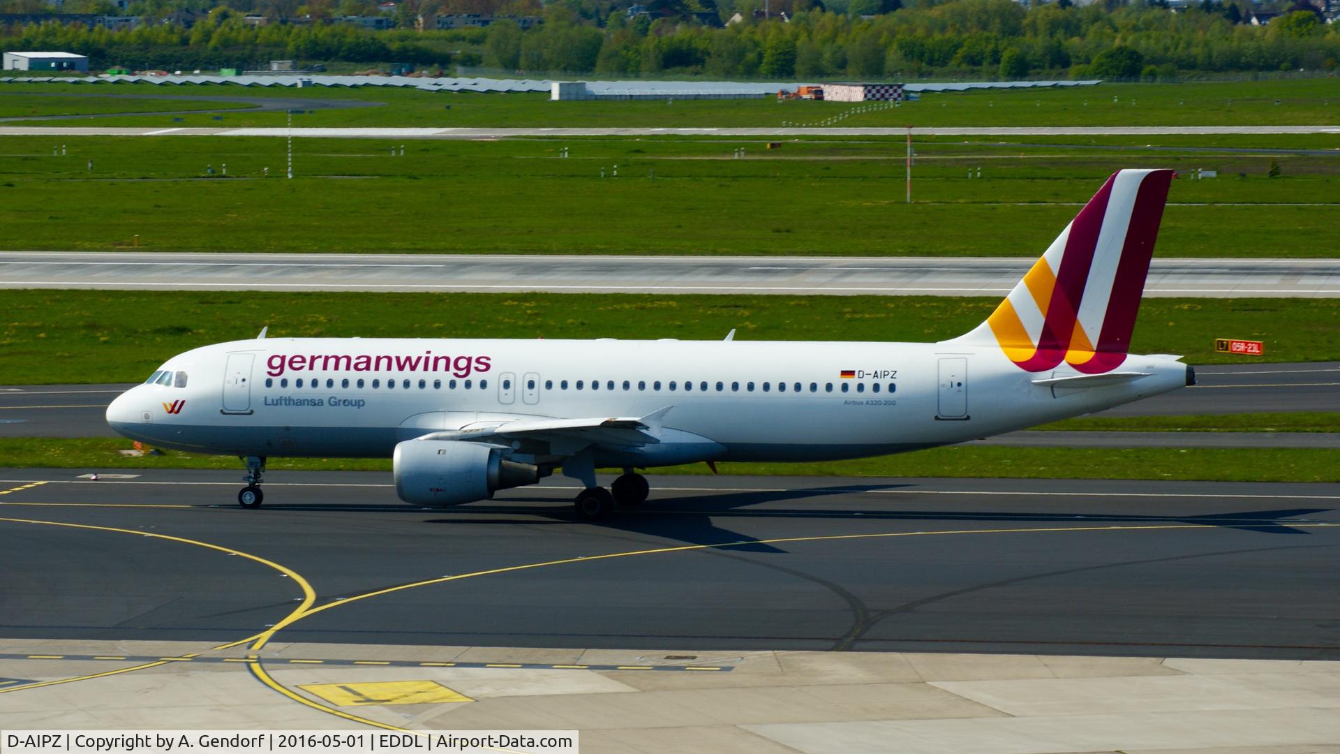 D-AIPZ, 1991 Airbus A320-211 C/N 162, Germanwings, is here taxiing at Düsseldorf Int'l(EDDL)