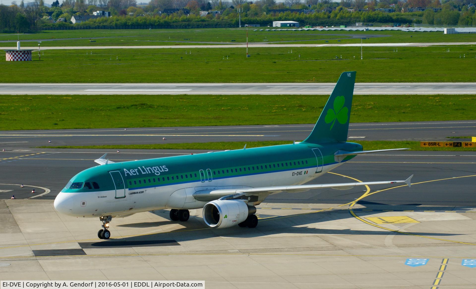 EI-DVE, 2007 Airbus A320-214 C/N 3219, Aer Lingus, is here taxiing to the gate at Düsseldorf Int'l(EDDL)