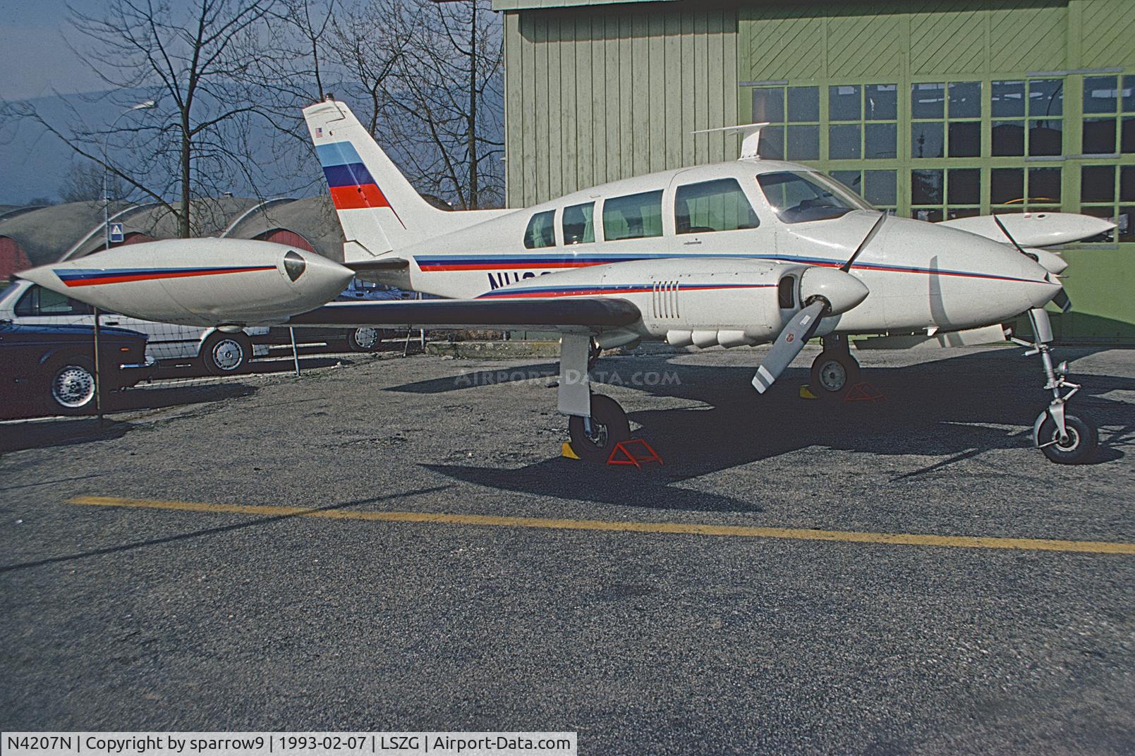N4207N, 1964 Cessna 320B Skyknight C/N 320B0047, In front of maintenance-hangar