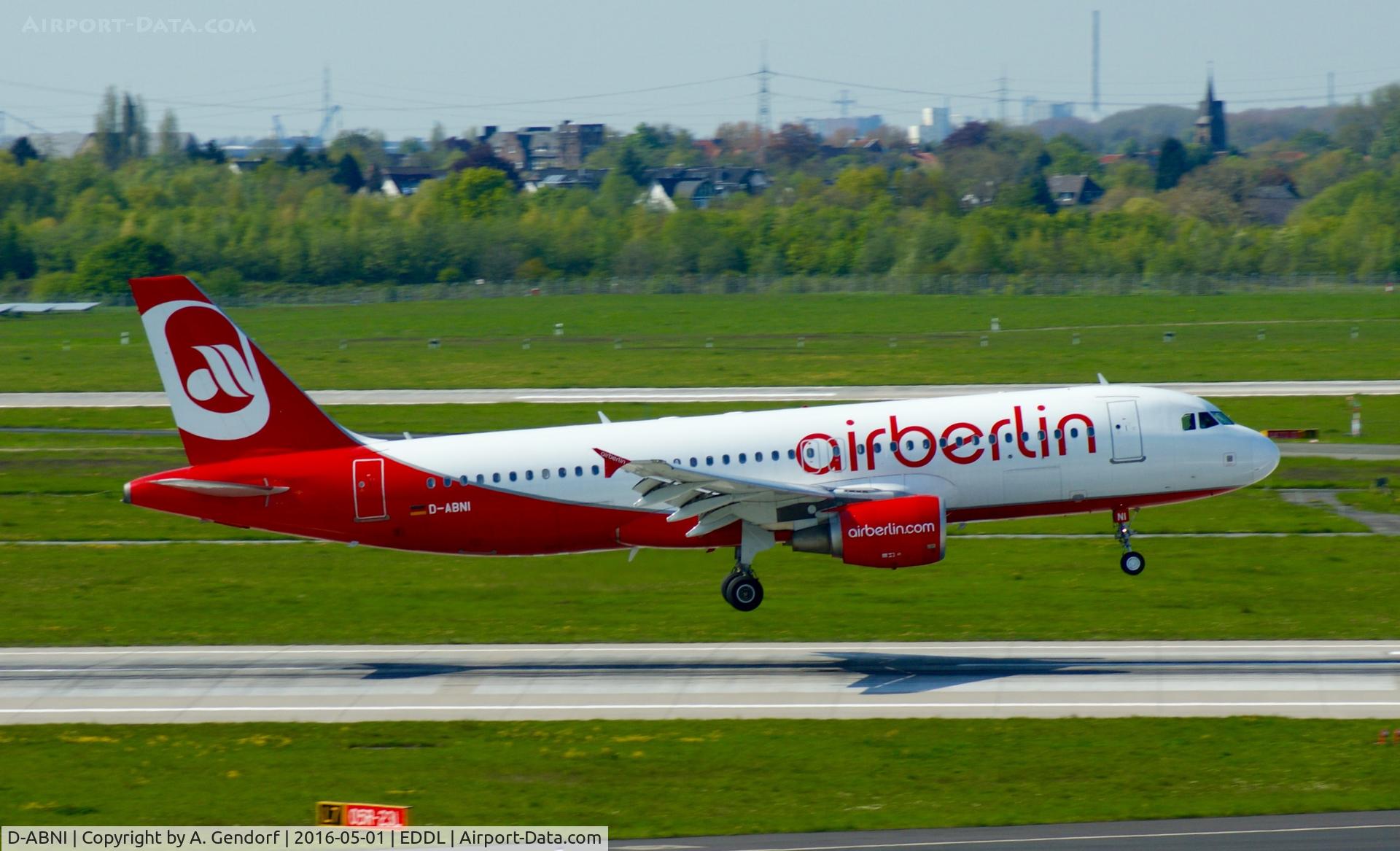 D-ABNI, 2002 Airbus A320-214 C/N 1717, Air Berlin, is here landing at Düsseldorf Int'l(EDDL)