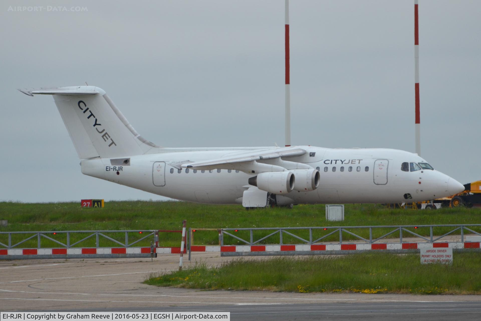 EI-RJR, 2000 British Aerospace Avro 146-RJ85A C/N E2364, Parked at Norwich.