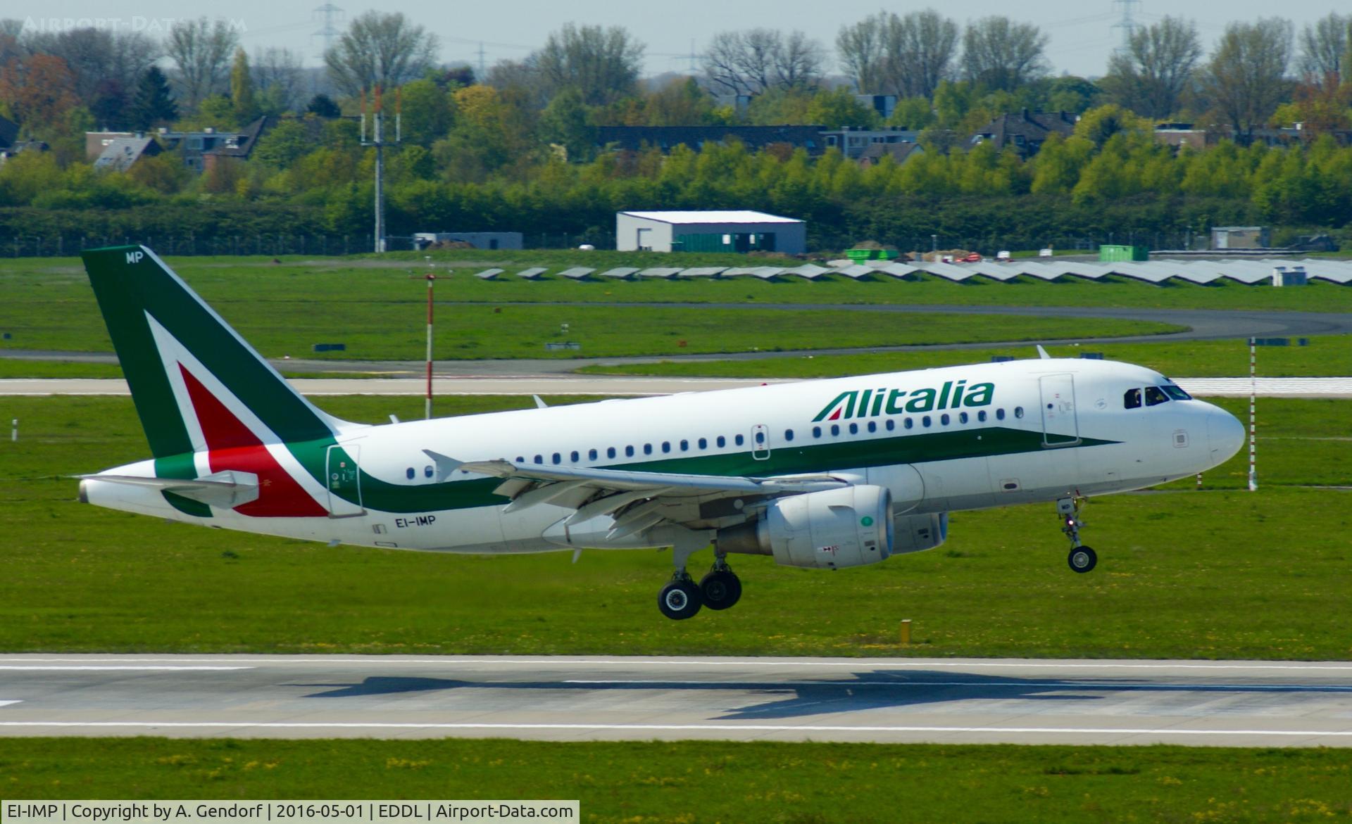 EI-IMP, 2011 Airbus A319-111 C/N 4859, Alitalia, is here on short finals at Düsseldorf Int'l(EDDL)