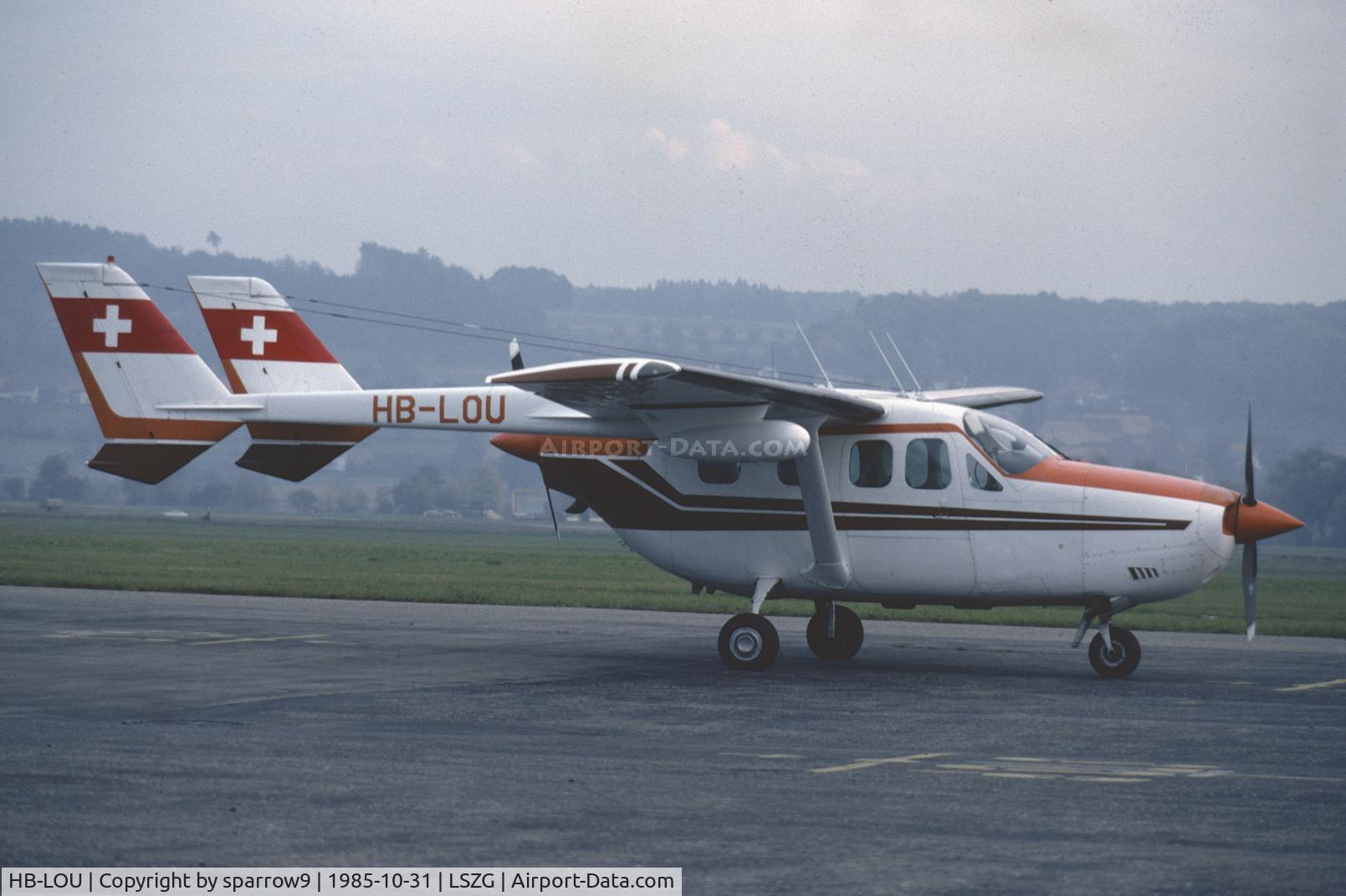 HB-LOU, 1978 Reims FT337HP C/N 0023, The last one built. After its first landing at a new base. Scanned from a slide.