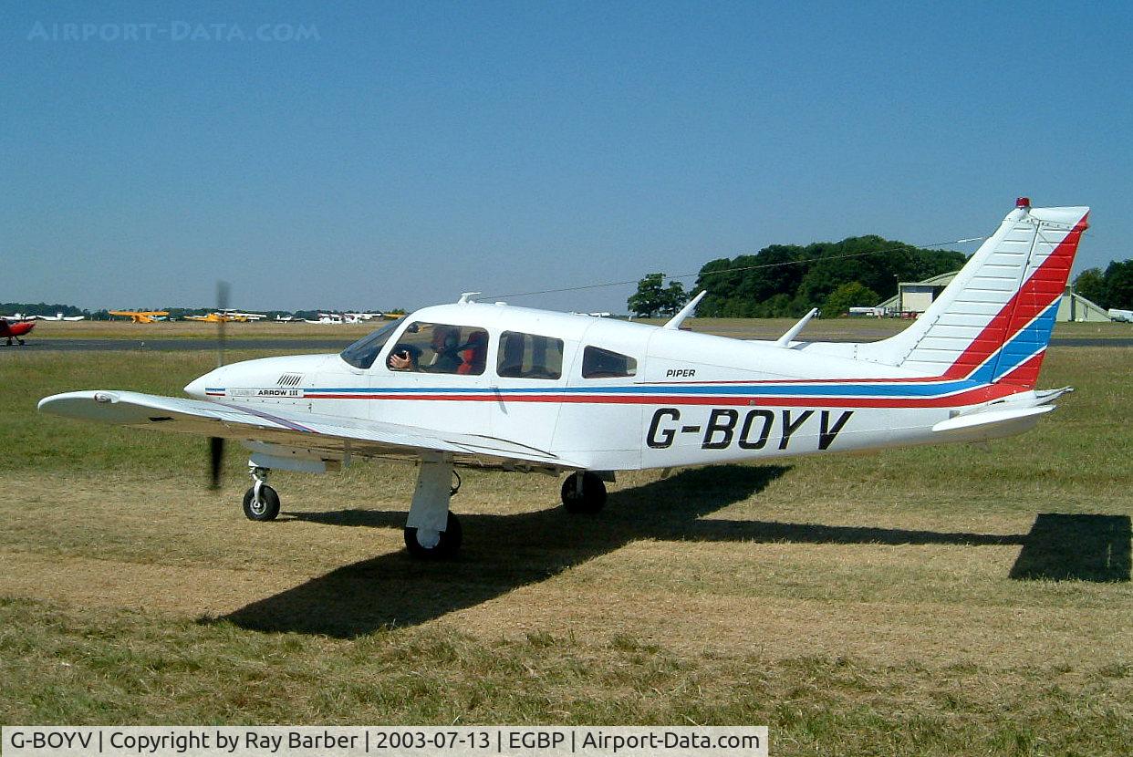 G-BOYV, 1977 Piper PA-28R-201T Turbo Cherokee Arrow III C/N 28R-7703014, Piper PA-28R-201T Turbo Cherokee Arrow III [28R-7703014] Kemble~G 13/07/2003