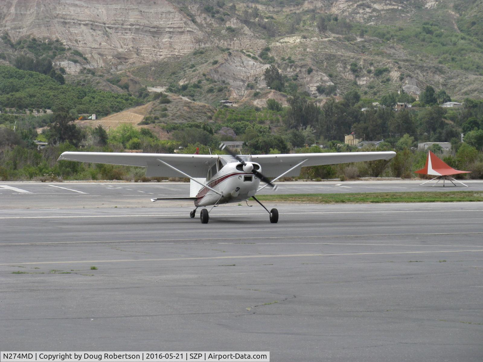 N274MD, 1975 Cessna 180J Skywagon C/N 18052591, 1975 Cessna 180J SKYWAGON, Continental O-470-S 230 Hp, taxi off the active after STOL landing
