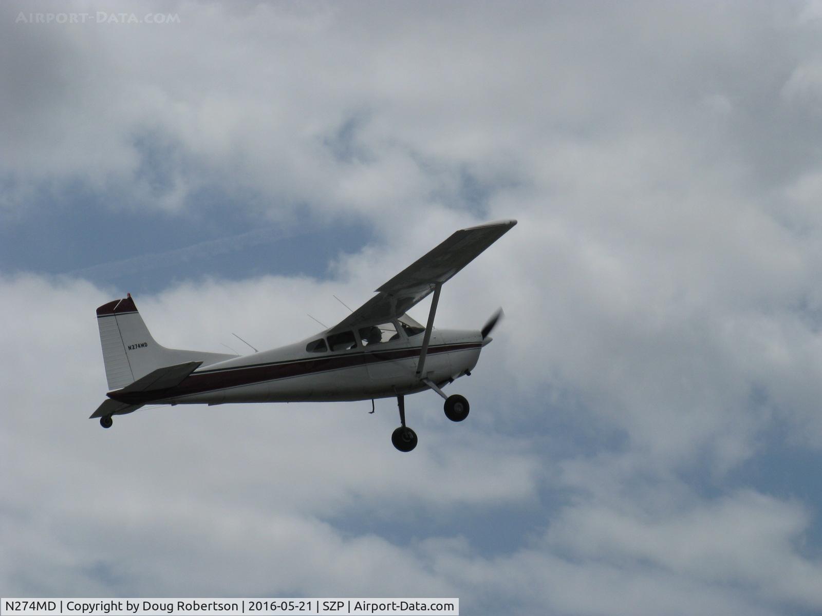 N274MD, 1975 Cessna 180J Skywagon C/N 18052591, 1975 Cessna 180J SKYWAGON, Continental O-470-S 230 Hp, another STOL takeoff climb Rwy 22