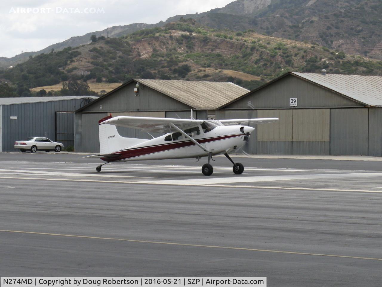 N274MD, 1975 Cessna 180J Skywagon C/N 18052591, 1975 Cessna 180J SKYWAGON, Continental O-470-S 230 Hp, STOL takeoff roll Rwy 22