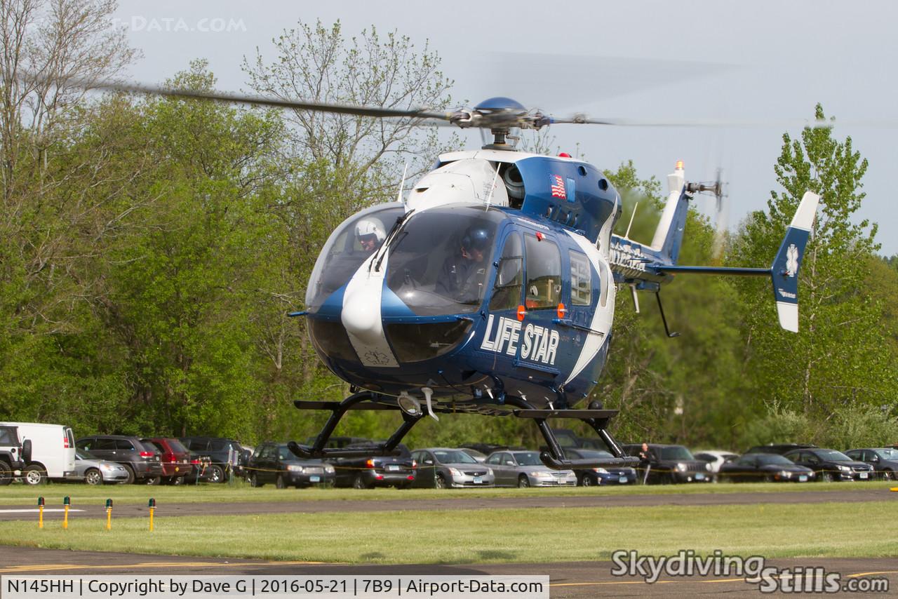 N145HH, Eurocopter-Kawasaki EC-145 (BK-117C-2) C/N 9236, Life Star arriving at an emergency drill at Ellington, CT