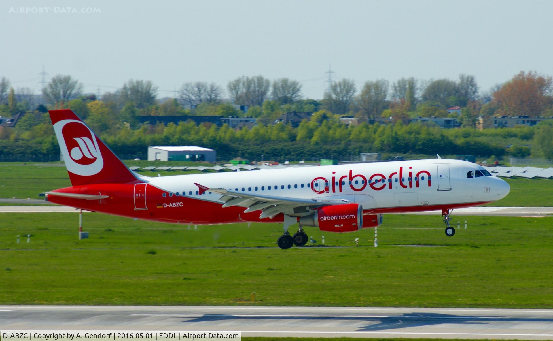 D-ABZC, 2008 Airbus A320-216 C/N 3502, Air Berlin, seen here on short finals RWY 05R at Düsseldorf Int'l(EDDL)